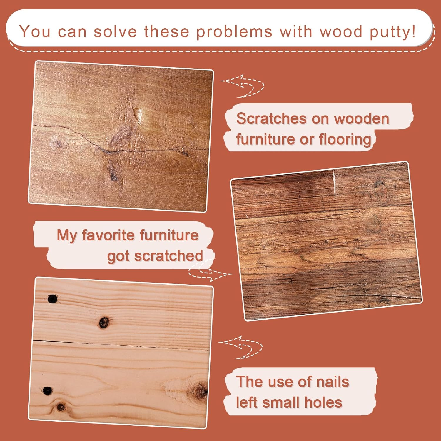 Wood Filler 200G Putty - Water-Based, Paintable, Stainable Premium Repair Kit for Door Trim, Table, Cabinet, Floors (Mahogany)