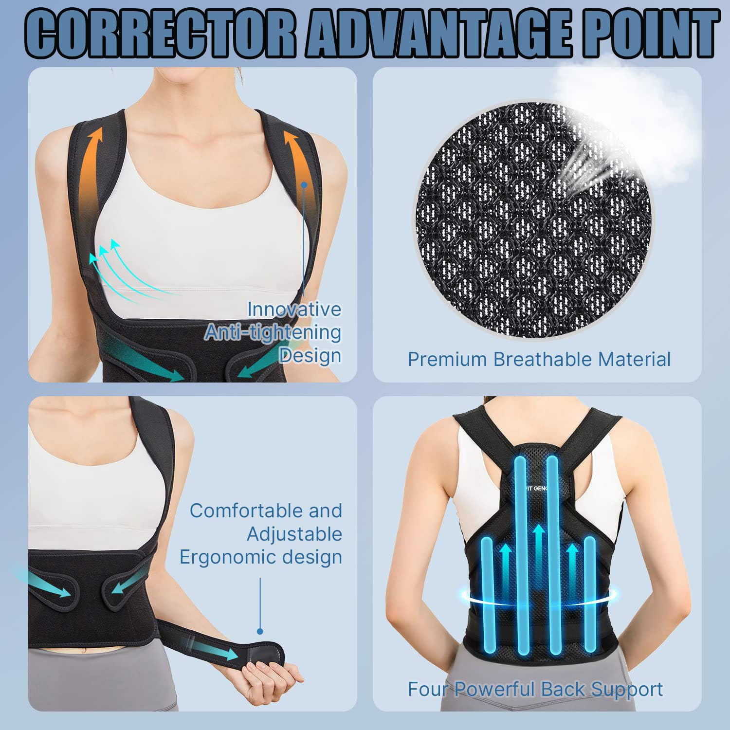 Posture Corrector for Women,Back Support,Back Brace,Breathable,Scoliosis and Hunchback Correction, Spine Corrector, Posture Trainer (Black, M) image number 5