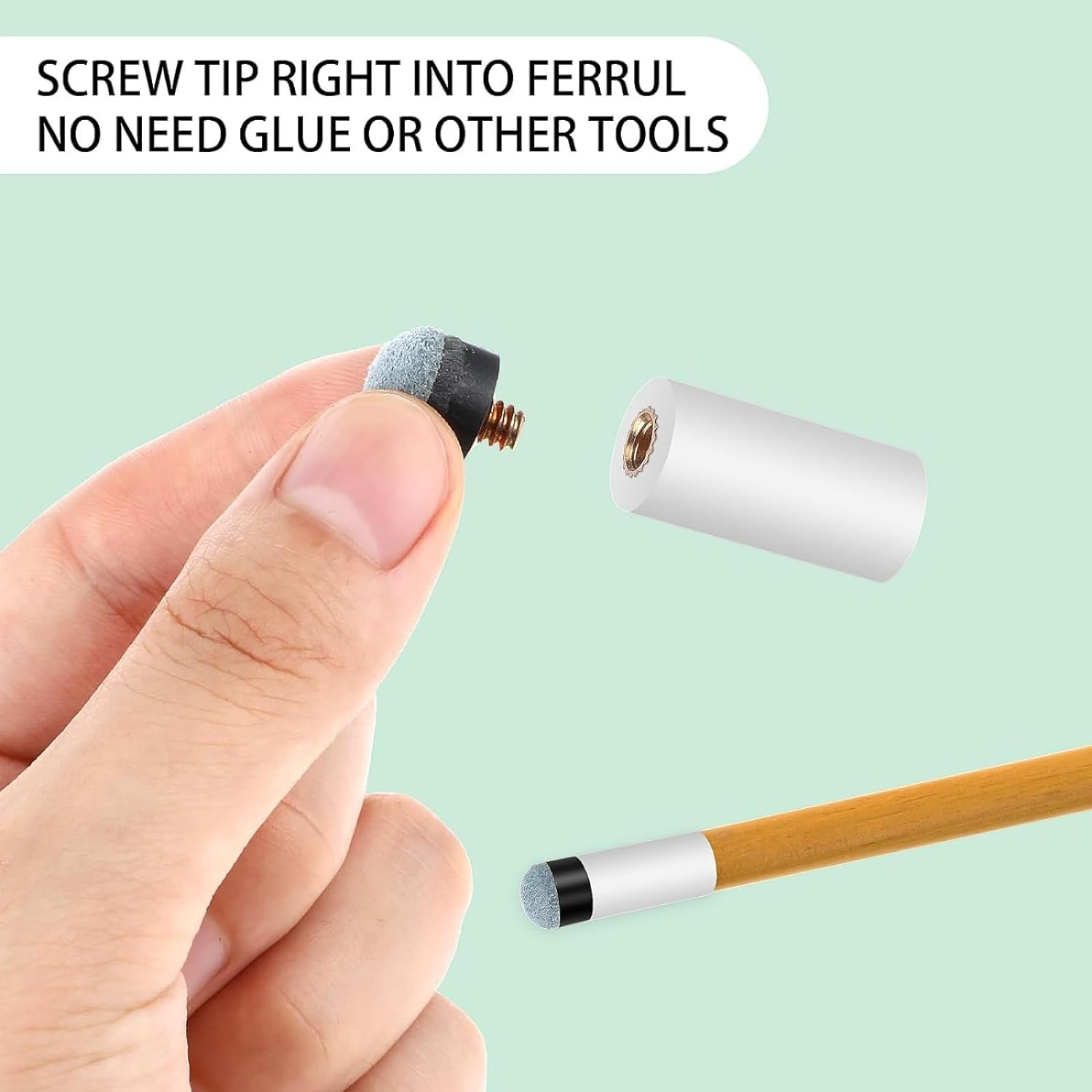 GAIVEK 10 Sets Soft Billiard Cues Tips Replacement with White Pool Cue Stick Ferrules, Screw on Pool Cue Tips Pool Stick Tips Replacement Parts Stick Repair Tool Set, 12Mm (Grey) image number 3