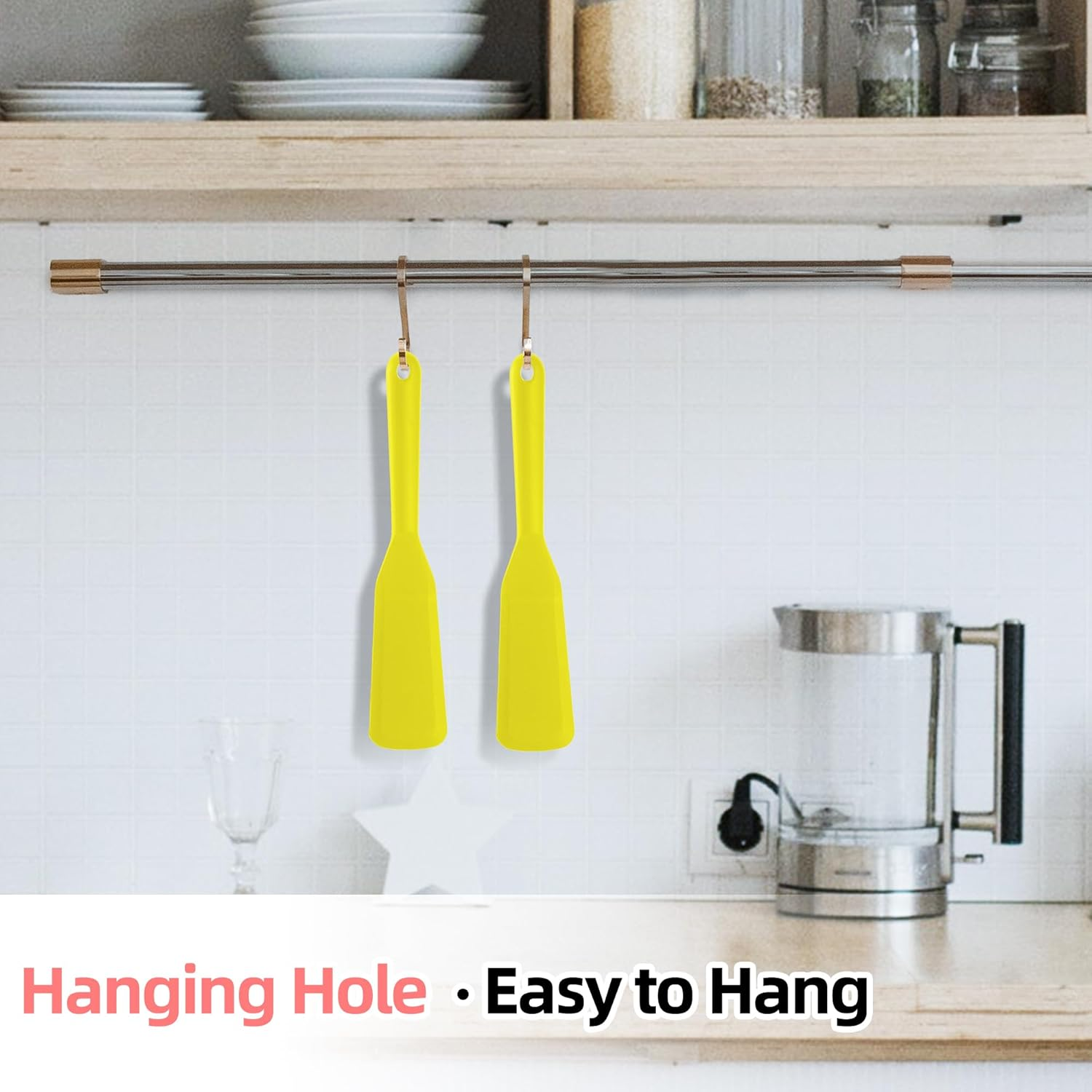 2 Pack Silicone Thin Omelet Turner, Heat Resistant Long Crepe Spatulas for Nonstick Cookware, Pancake Spatula for Egg Cake Pizza Steak Omelet Crepes (Yellow) image number 5