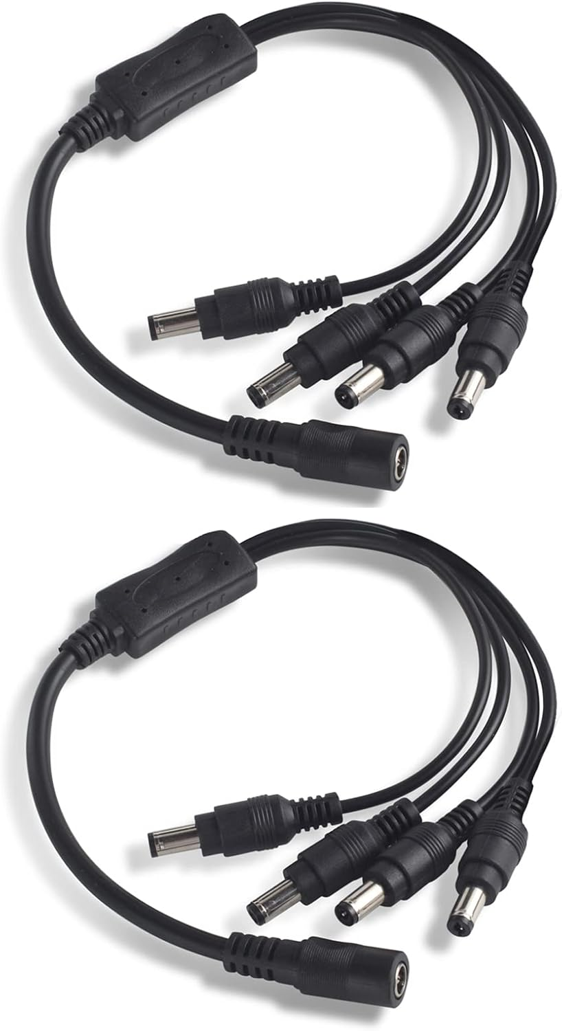 2Pack 1 to 4 Way DC Power Splitter Cable Barrel Plug 5.5Mm X 2.1Mm for CCTV Cameras DVR LED Light Strip and More image number 6