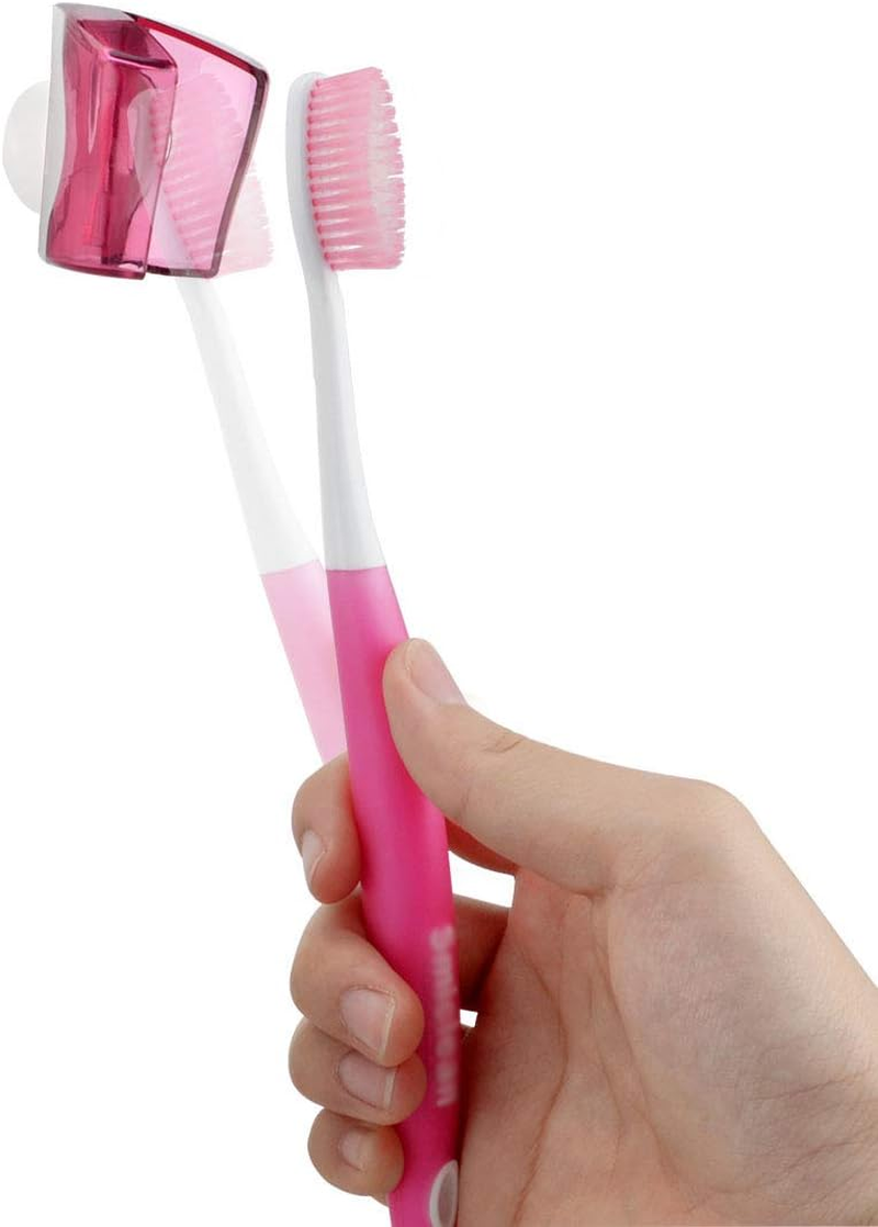 Linkidea Travel Toothbrush Head Covers with Suction Cup Portable Wall Mount Toothbrush Holder, Toothbrush Cap Case Box Convenient for Travel, Outdoor (3PCS)