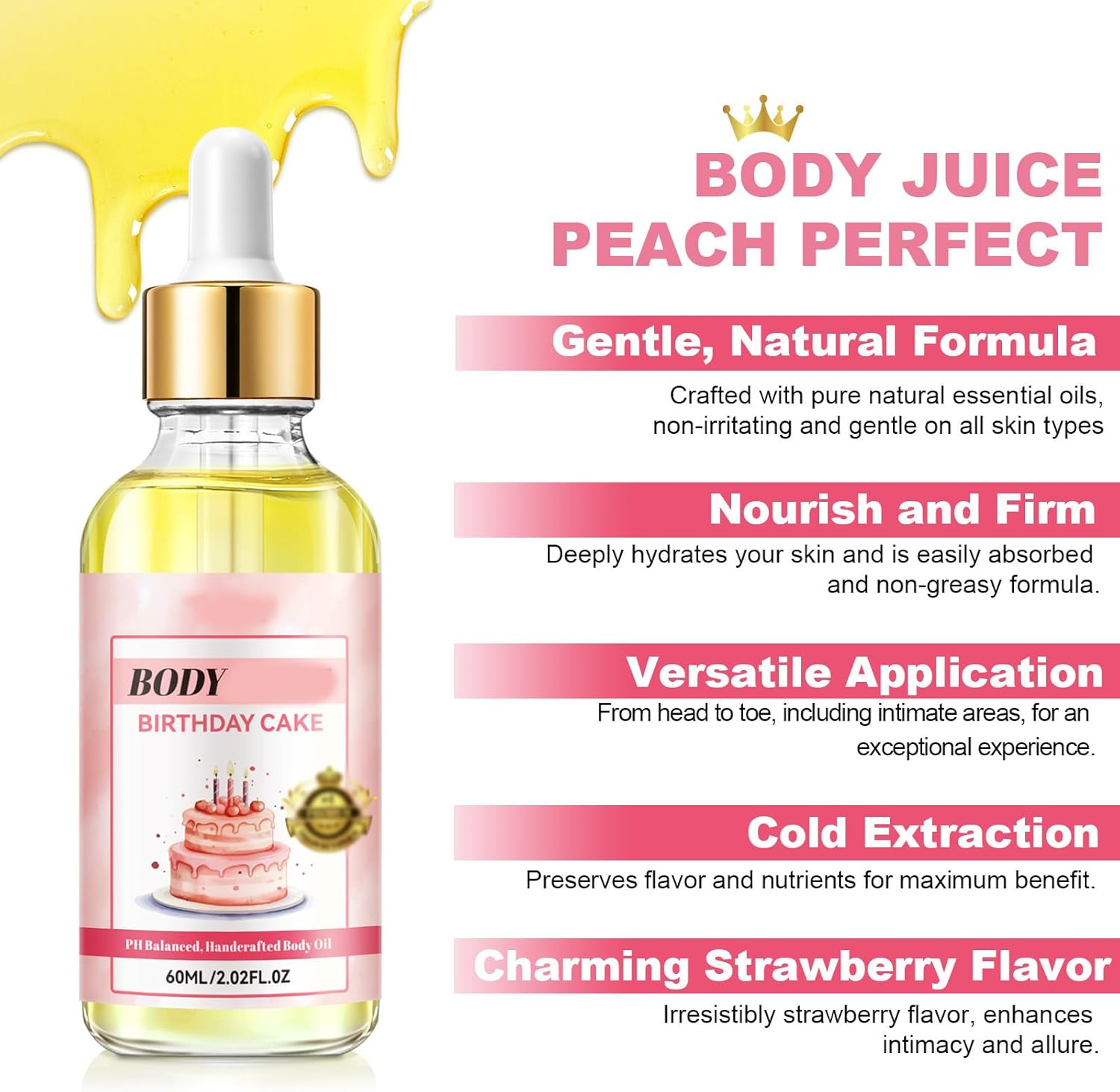 60ML Coconut Cream Pie Body Oil, Body Juice Oil Vanilla, Handcrafted Body Oil Coconut Cream Pie, Hand-Crafted Body Oil for Women, That Fills Body with Fragrance (A) - B image number 2