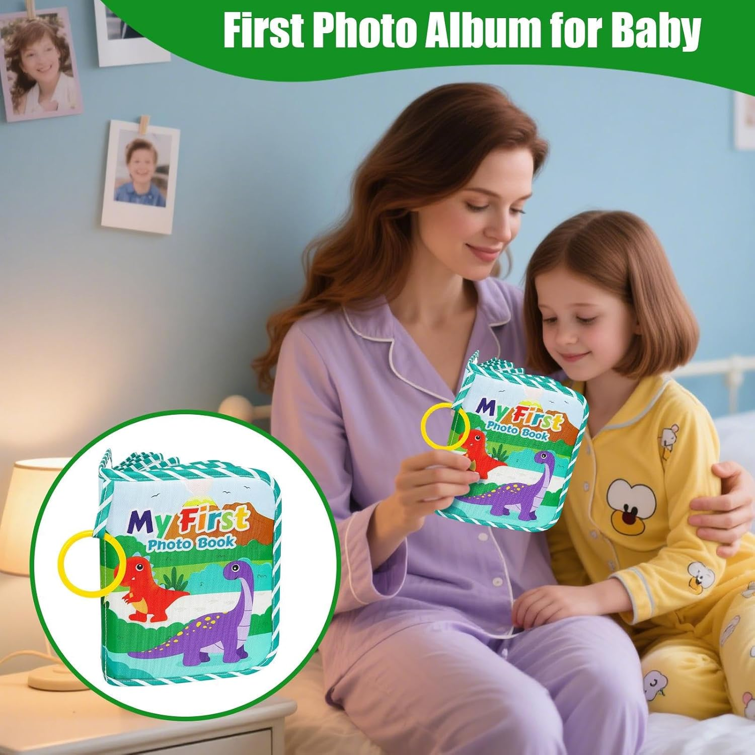 Baby Photo Album Book, Baby First Cartoon Memory Photo Book, Hold 4X6Inch Collectible Cute Memory Picture Album with Safe Mirror for Boys Girls Kids image number 2