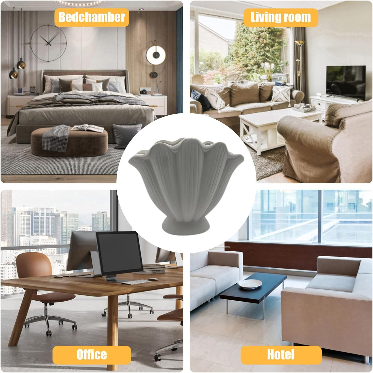 Shell Vase - Sea Shell Pots | Coastal Shell Vase for Home Decor, Uniques Ceramic Seashell Flower Vase for Living Room, Oceanss Seashell Vase for Bookshelf, Mantel image number 6