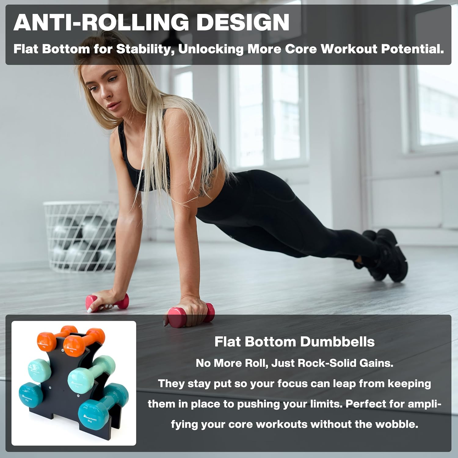 Meteor Dumbbells Anti-Slip Vinyl Dumbbell Soft Touch Gel Grip Hand Weights Home Gym Exercise Small Weight Set image number 6