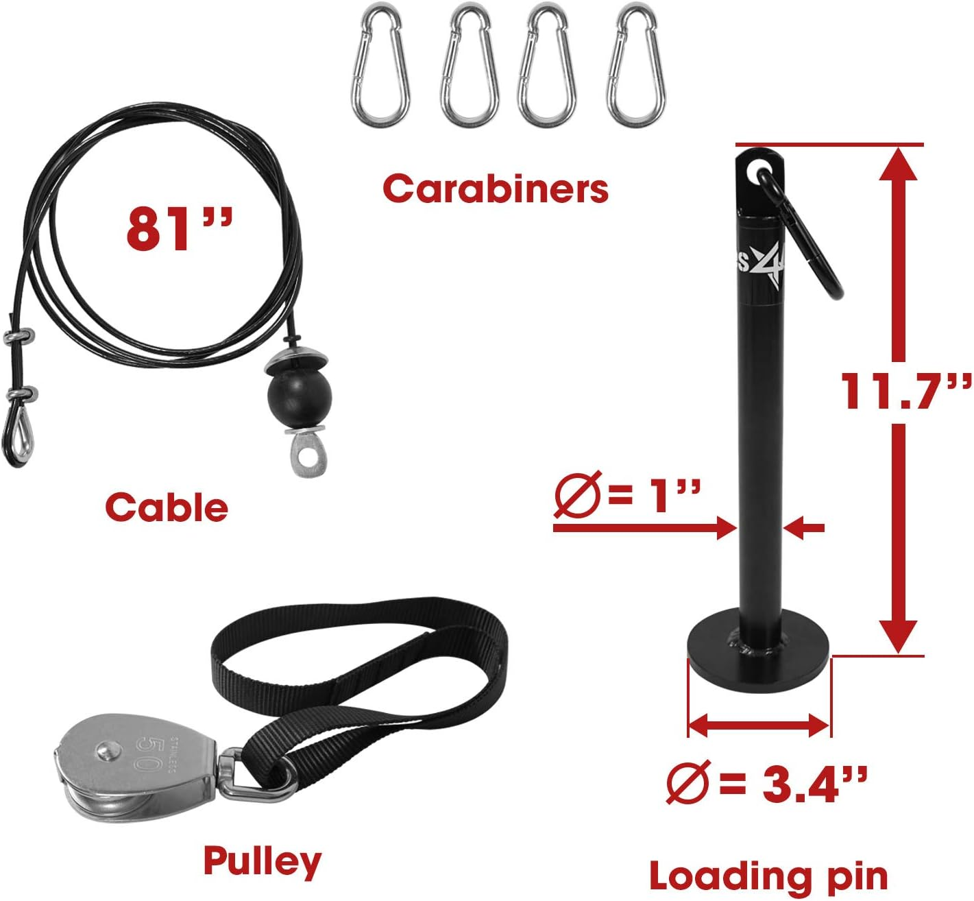 Yes4All Tricep Press down Cable Machine Attachment Set, LAT Pulldown Attachment, Cable Machine Accessories for Home Gym - C. 27 Inch - Red image number 7