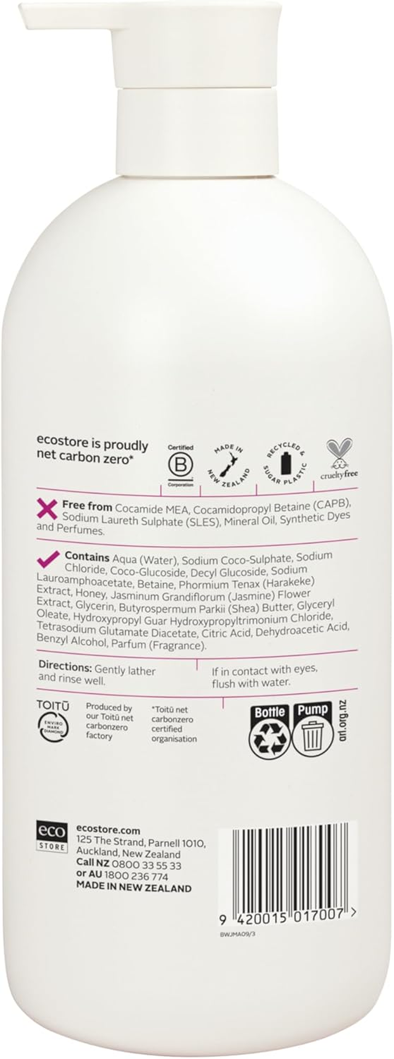 Ecostore Jasmine & Manuka Honey Body Wash 900Ml X3 Pump Gently Cleanses and Nourishes, Skin Ph-Balanced, Plant & Mineral-Based, Natural Fragrance, for All Skin Types, Large Size image number 4