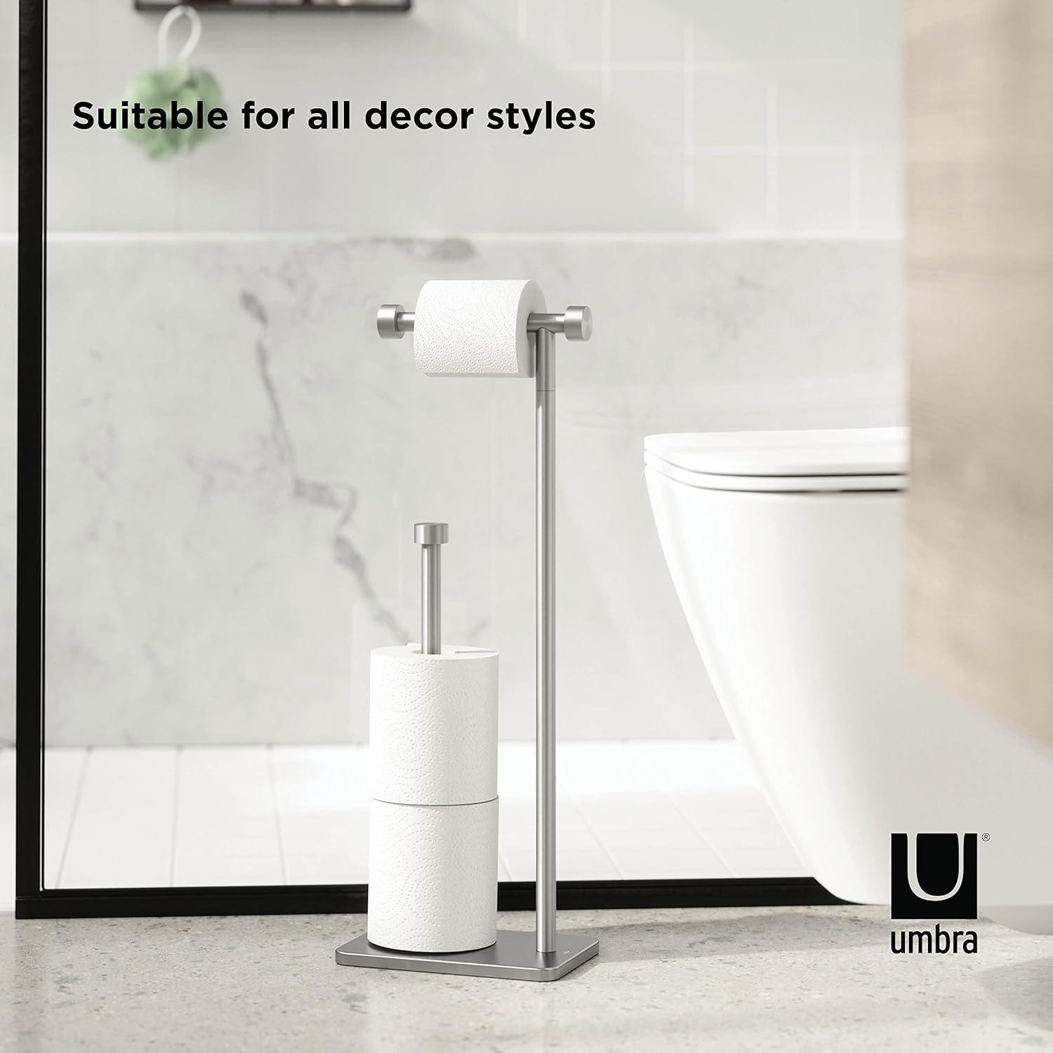 Umbra Cappa Toilet Paper Holder and Reserve, Nickel image number 1