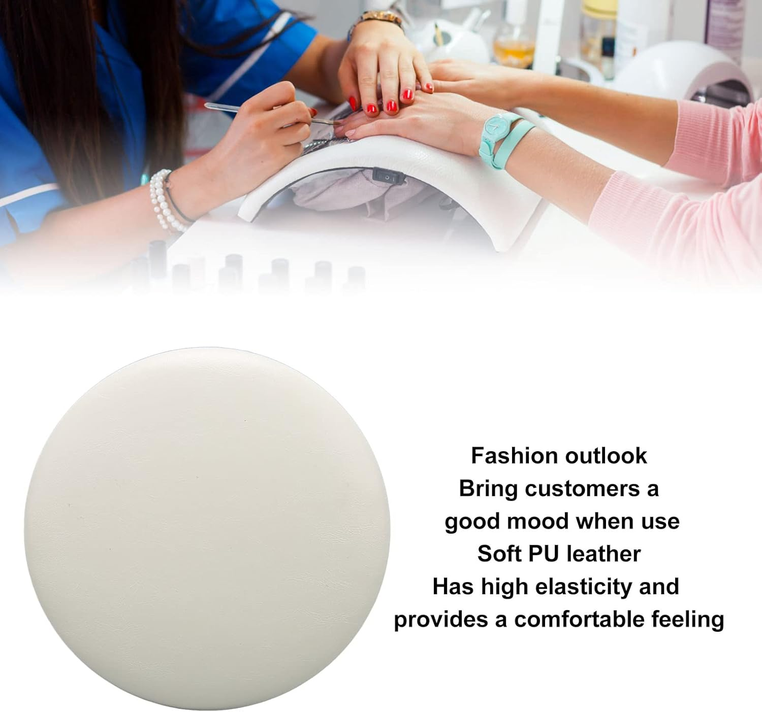 White Nail Arm Rest for Elbow, Professional PU Leather Elbow Pad Arm Rest, Washable Elbow Hand Rest for Nail Salons, Nail Schools, College Wholesale, Nail Artists, Family Use