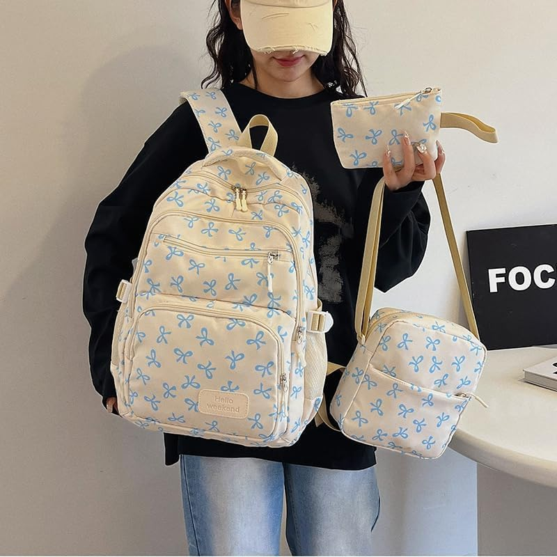 Bow Backpack 3PCS Set Coquette Nylon Backpack Cute, Kawaii Bow Backpacks, Fashion Travel Daypack, for Travel Daily & School - 1Pcs*B image number 4