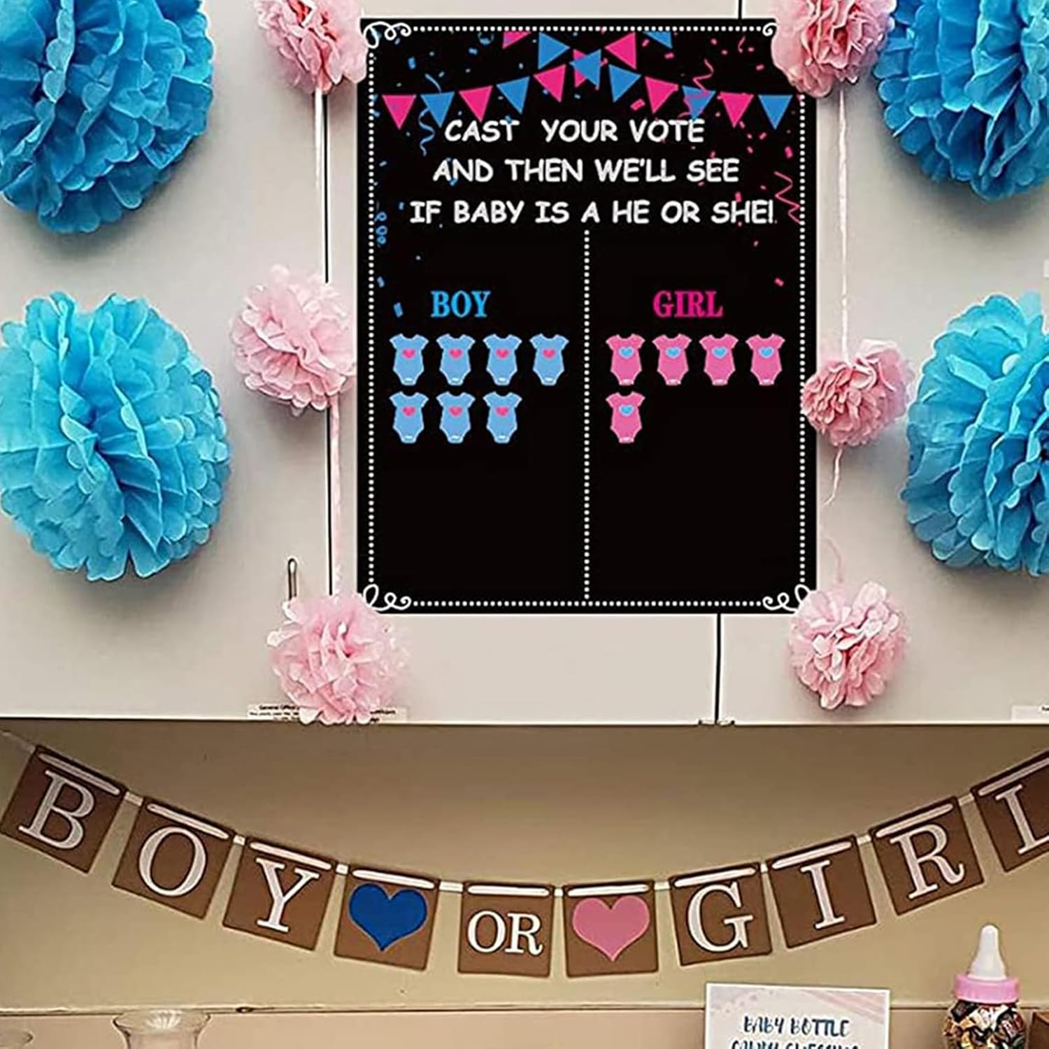 Gender Reveal Decorations - 54 Voting Poster Ideas Gender Reveal Game Props Boy or Girl Party Supplies for Gender Reveal Voting Boards image number 3