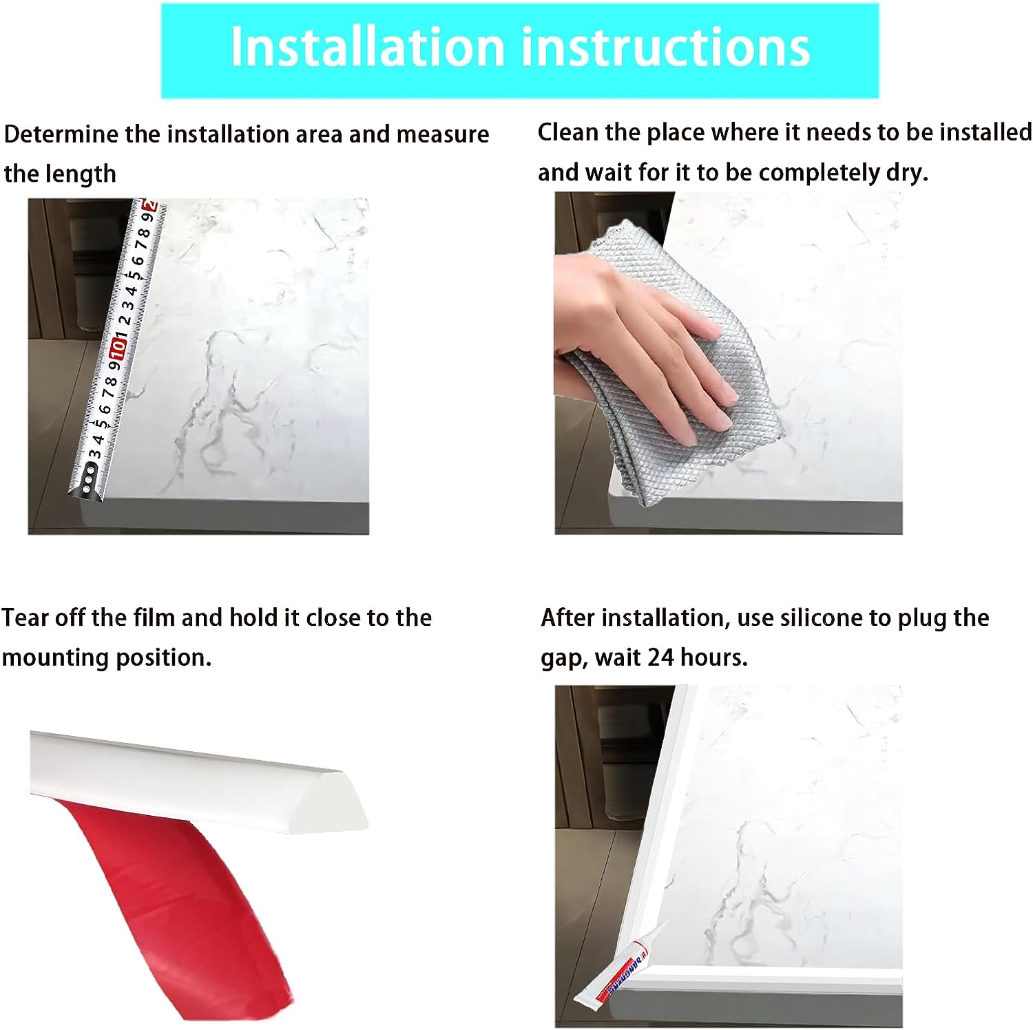 39'' Bathroom Water Barrier,Collapsible Shower Threshold Water Dam, Shower Barrier and Self-Adhesive Shower Water Barrier, Water Retaining Dam Strip Dry and Wet Separation,Transparent image number 3