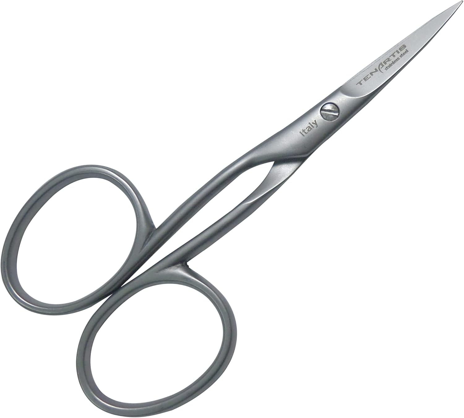 Stainless Steel Left Handed Curved Scissors for Embroidery, Nail and Cuticle - Tenartis Made in Italy