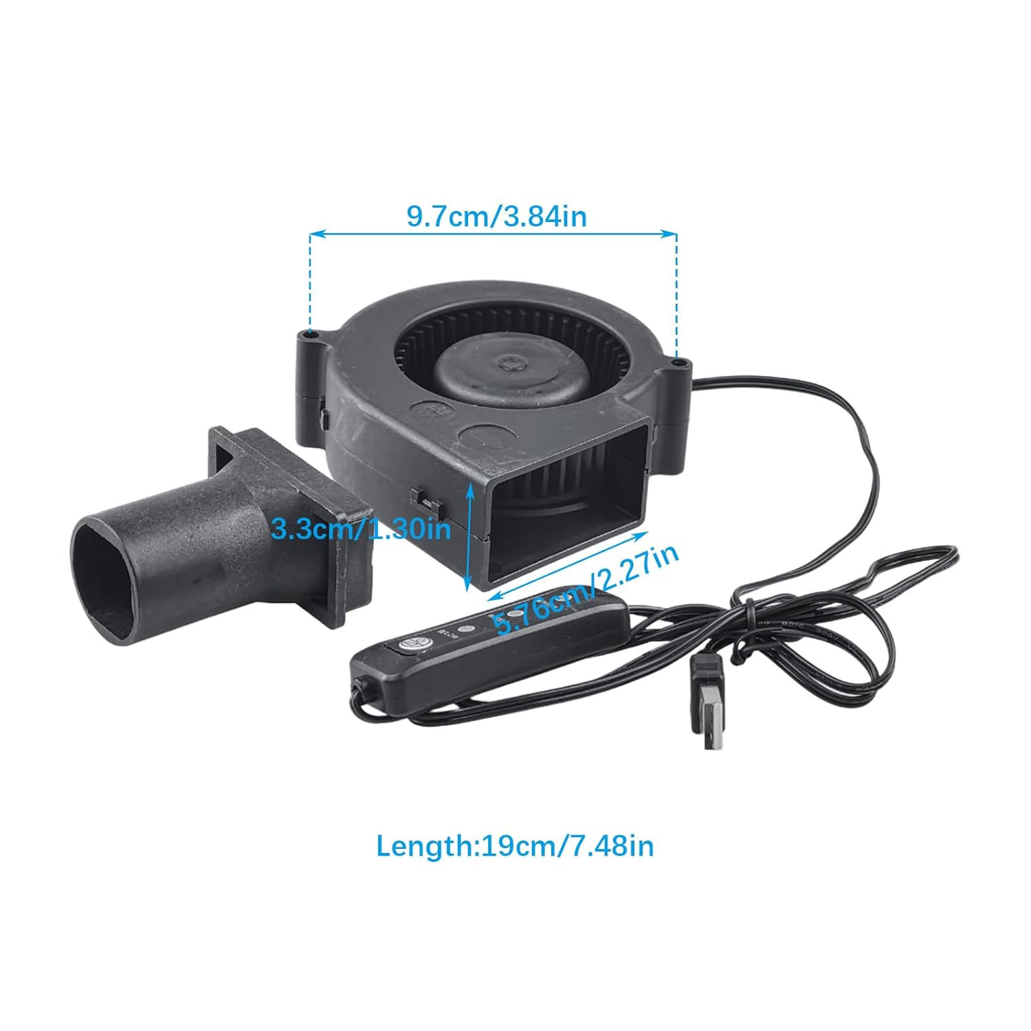 5V USB Blower Cooling Fan, Computer Case USB Blower Fan with Three Speed Control Blower Fan Dual Ball Bearing for PC Electronics 3D Printer