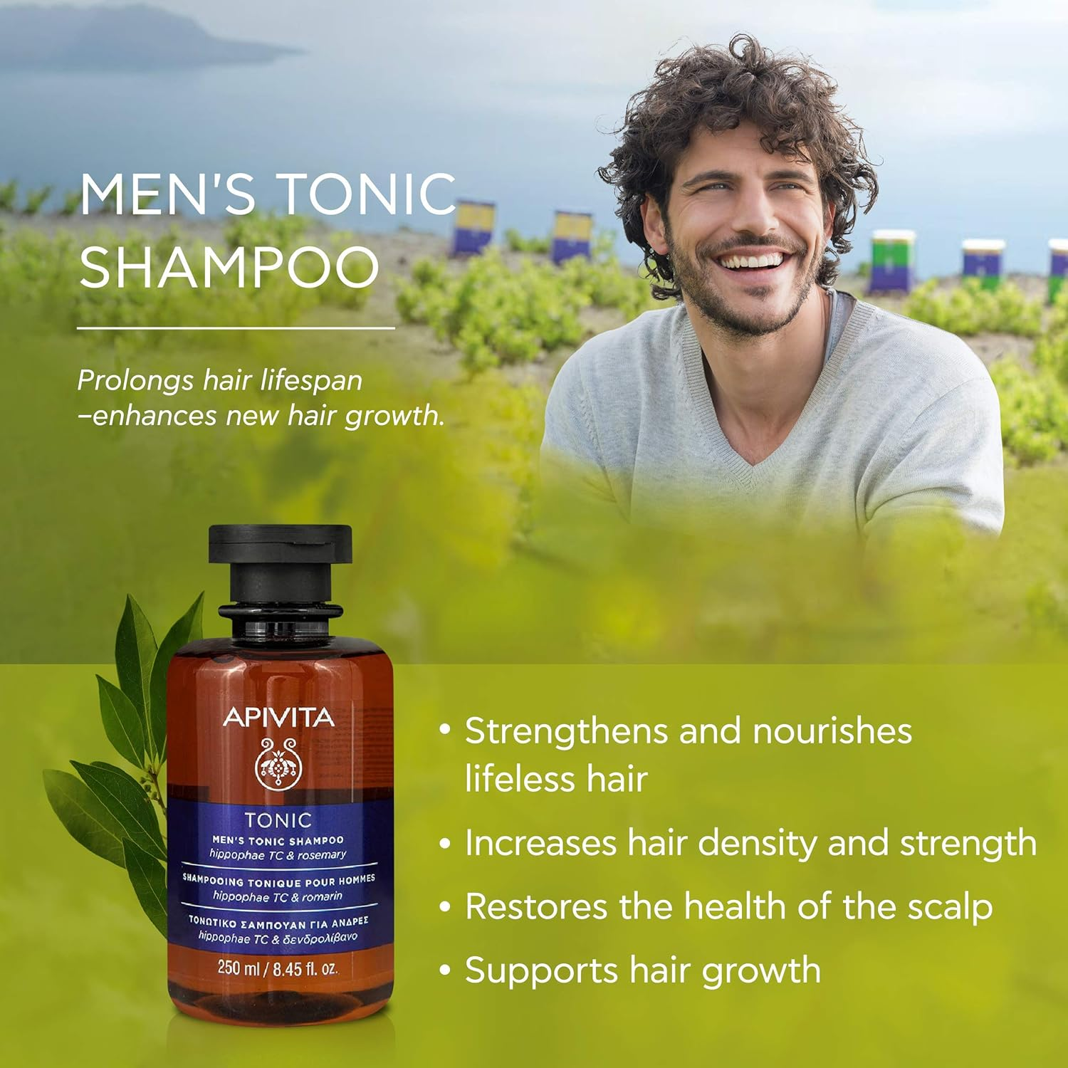 Apivita Men Tonic Shampoo 250 Ml image number 6