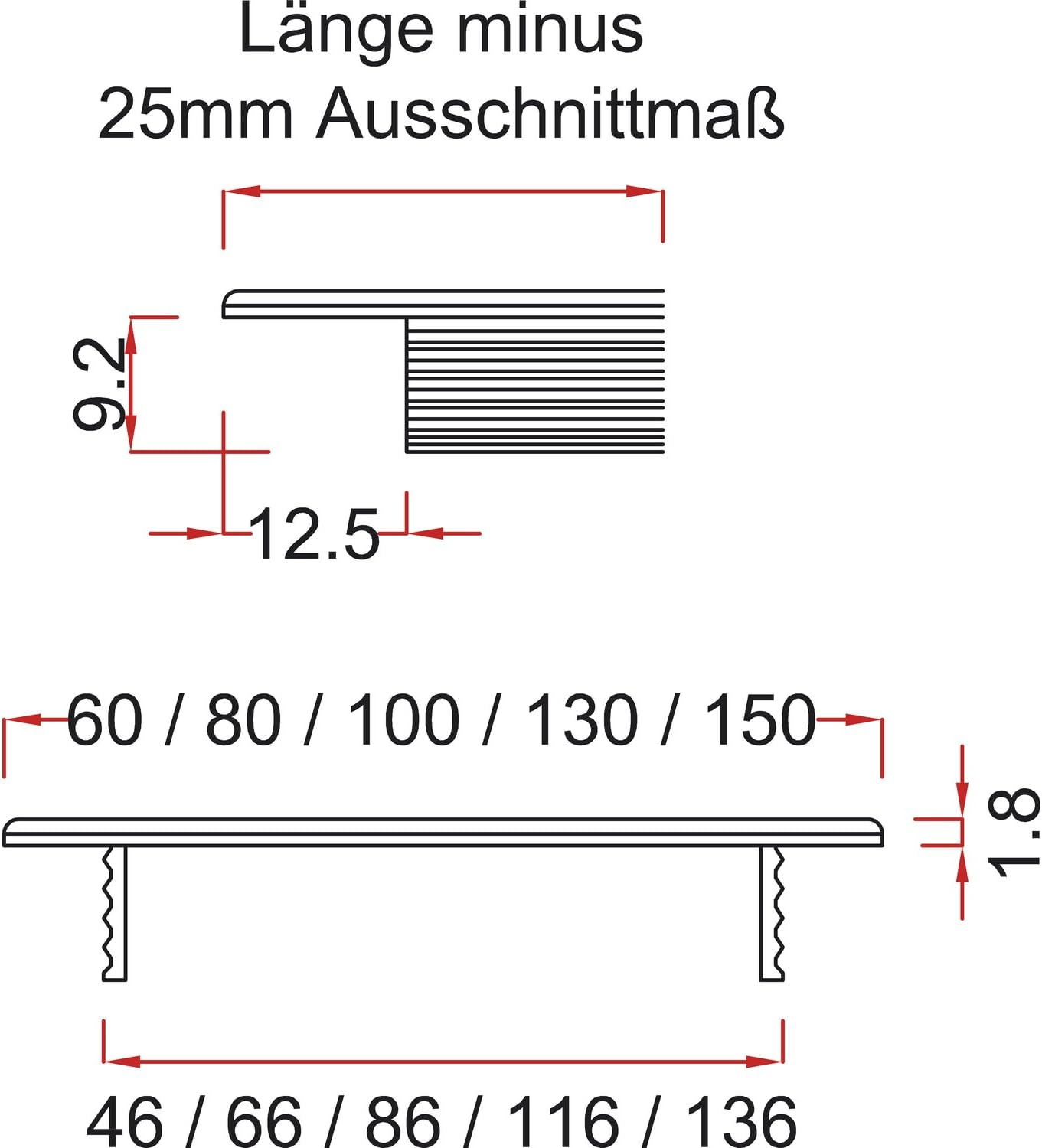 Vasalat Ventilation Grille Fridge 600 X 60 Mm, Plug-In Ventilation Sheet - Also for Wardrobes and Doors, Aluminium/Titanium Stainless Steel Effect