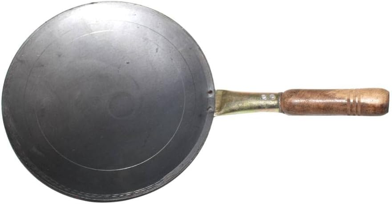 24 CM Pure Iron Concave Tawa with Unique Smooth Edges Metal Spoon Friendly Wooden Handle Perfect for Roti & Chapati image number 6