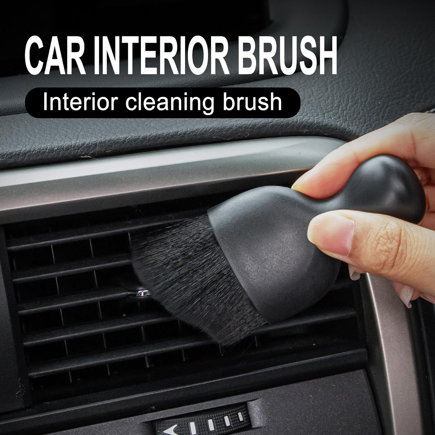 Garhomxy Car Detailing Brushes, Car Interior Dust Sweeping Soft Brush, Soft Bristles Brush Cleaning Tool for Automotive Dashboard, Air Conditioner Vents, Computer, Scratch Free(Black) - Black image number 5