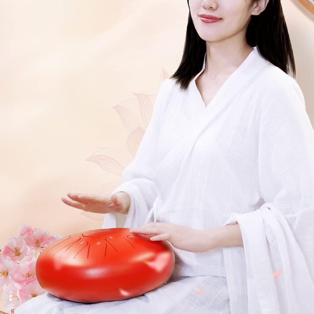 Domary 6 Inch Steel Tongue Drum 11 Notes Handpan Drum with Drum Mallet Finger Picks Percussion for Meditation Yoga - Dark Silver image number 6