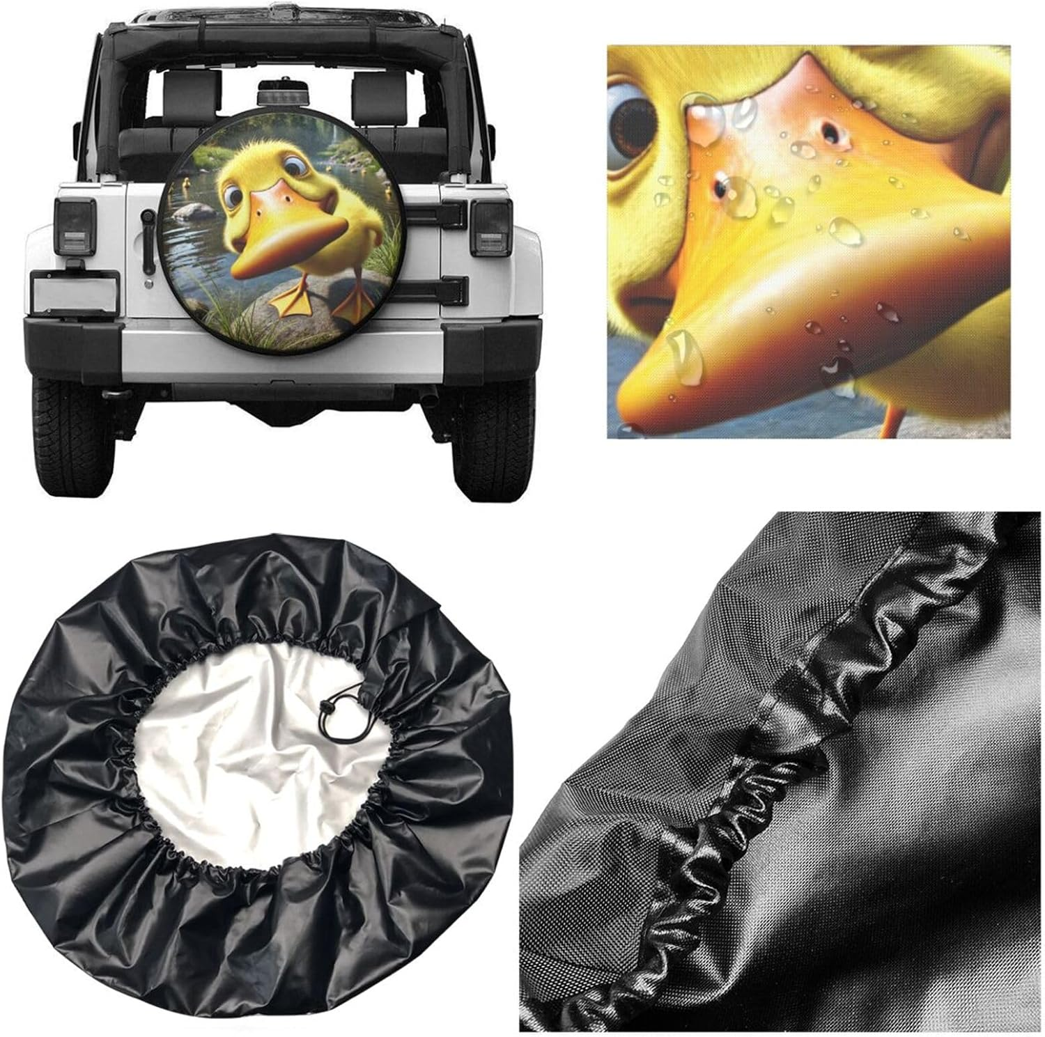 Funny Duck Spare Tire Cover with Unique Print, Weatherproof Wheel Covers Tire Protector, Universal Fit for Rv, Trailer, SUV, Camper Vehicle image number 1