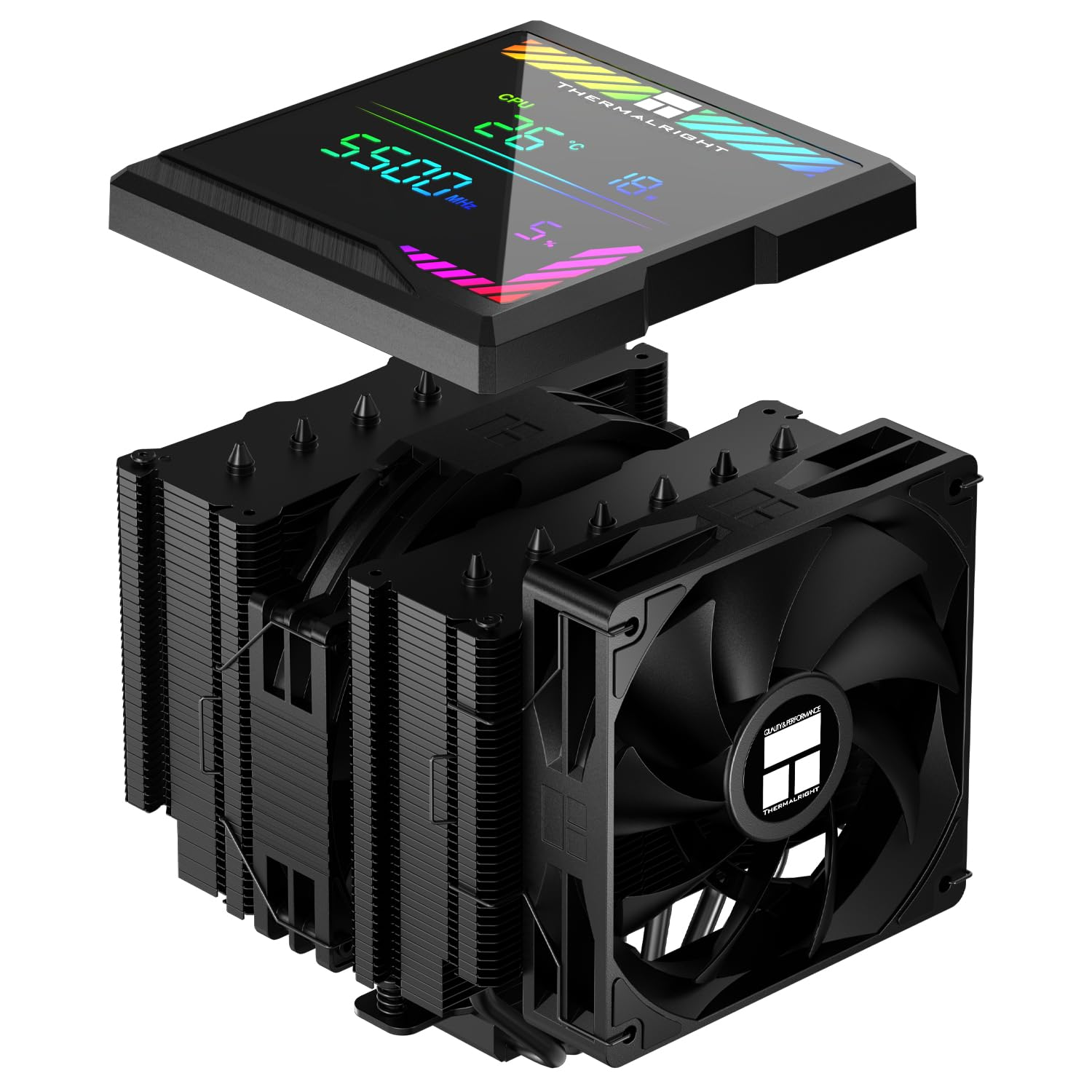 Thermalright Peerless Assassin 140 Digital Black CPU Cooler, Double Towers and Double Fans Cooling, CPU Air Cooler, ARGB Digital Screen Top Cover, for Am4/Am5,Intel LGA1851/1700/115X/1200/2011