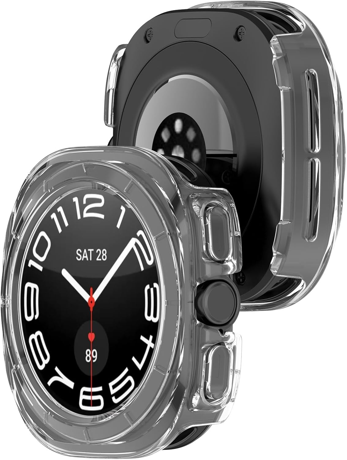 [2 Pack]Bumper Case for Samsung Galaxy Watch 7 Ultra, 47MM PC Half Wrap Covers Smart Watch Replacement Cases, Hollow Screen Protector for Galaxy 7 Ultra 47Mm image number 5