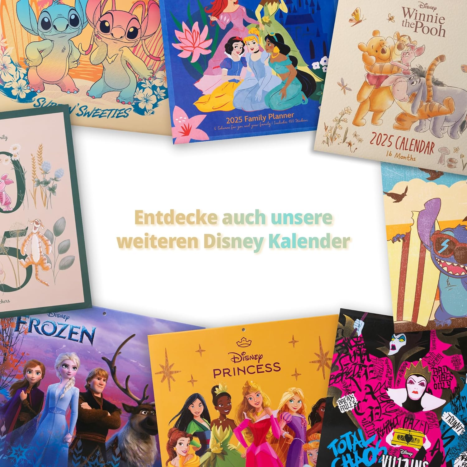 Calendario 30X30 Disney Princess 2025 Pyramid