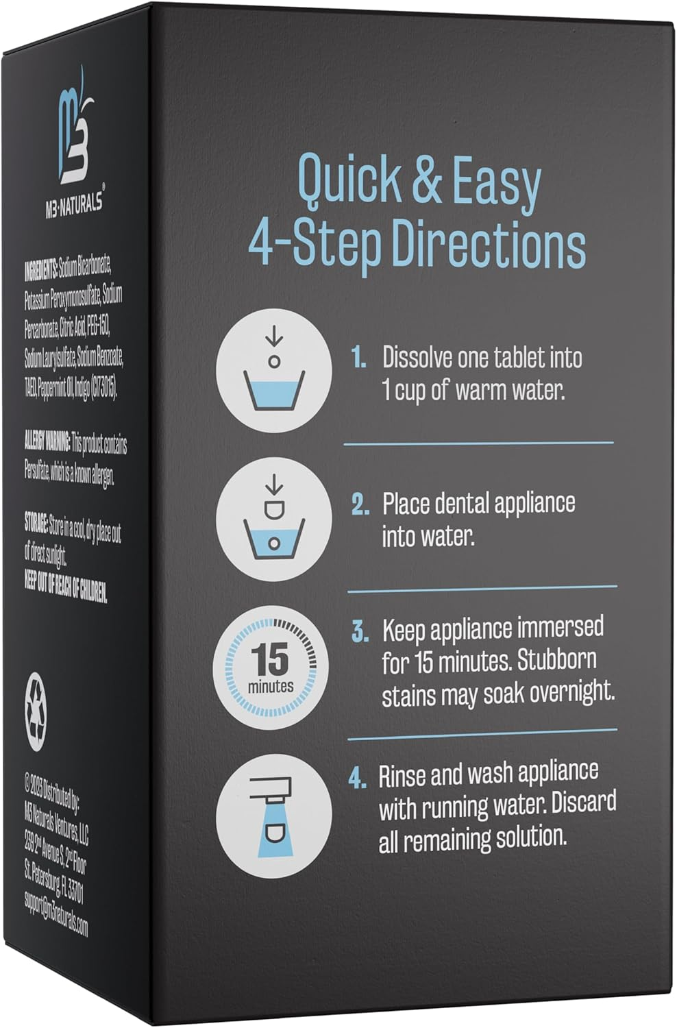 Retainer Cleanser Tablets Cleaner FSA HSA Approved Remove Odors Discoloration Stains and Plaque 2 Month Supply Denture Cleansers Retainers Mouth Guards Denture Bath Mint by M3 Naturals image number 3