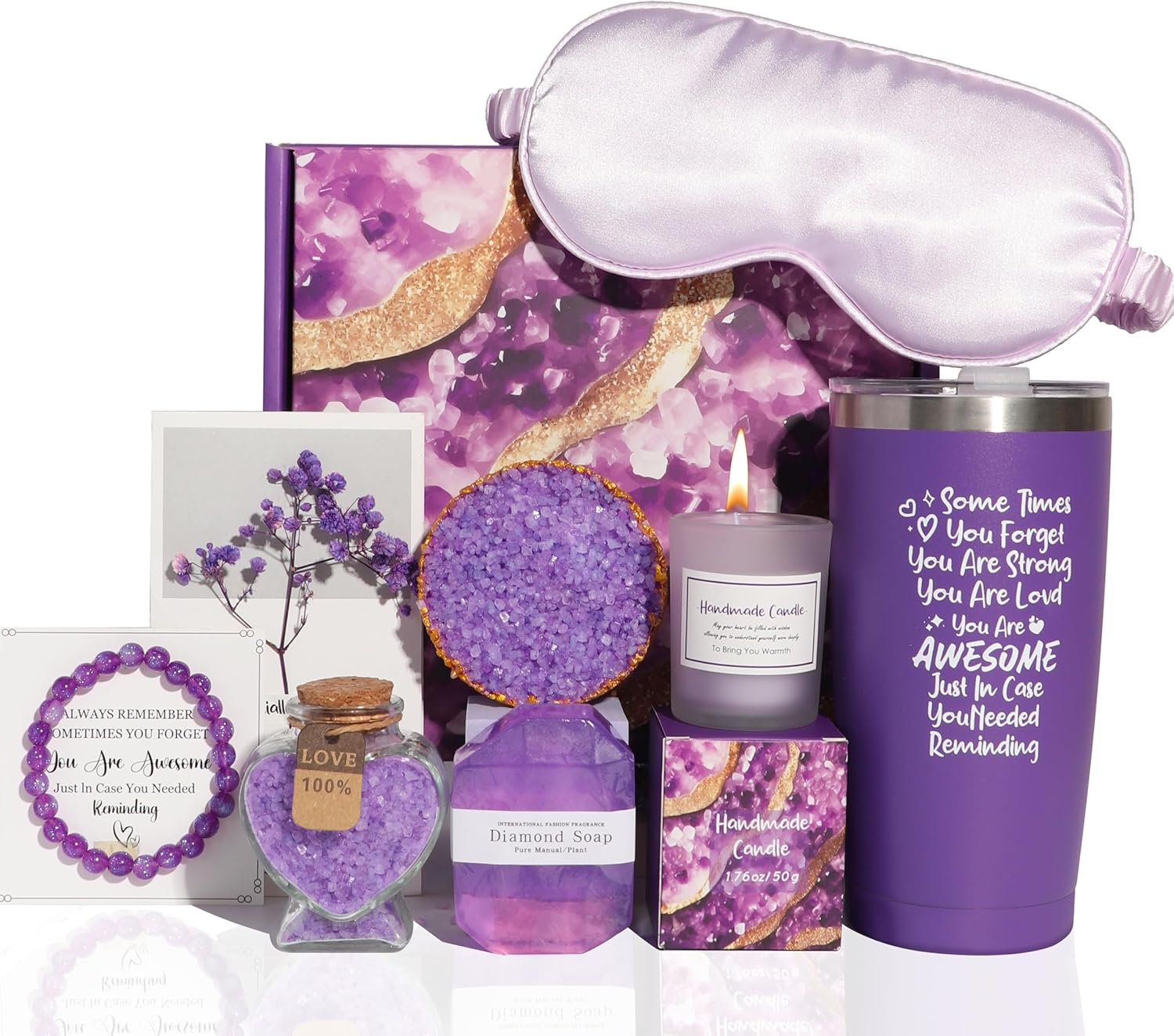 Birthday Gifts for Women, Spa Gift Basket Set for Best Friends Female Her Sister Mom Wife Girlfriend Nurse, Gift Ideas for Mothers Day, Valentines Day, 20 Oz Stainless Steel Tumbler Set image number 4