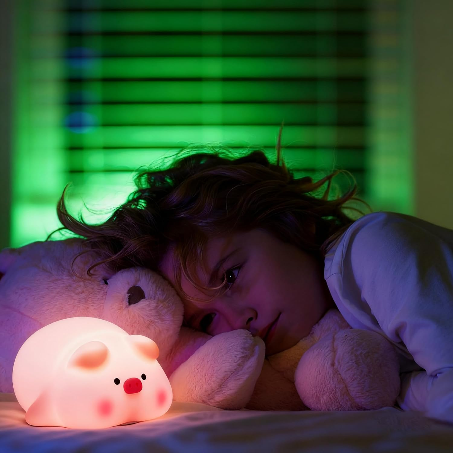 Portable Night Light, Bedside Touch Lamp, Cute Silicone Nightlight for Kids Toddler, 3 Level Dimmable Soft Night Lamp for Bedroom Kids Room Decor (Pig) image number 3