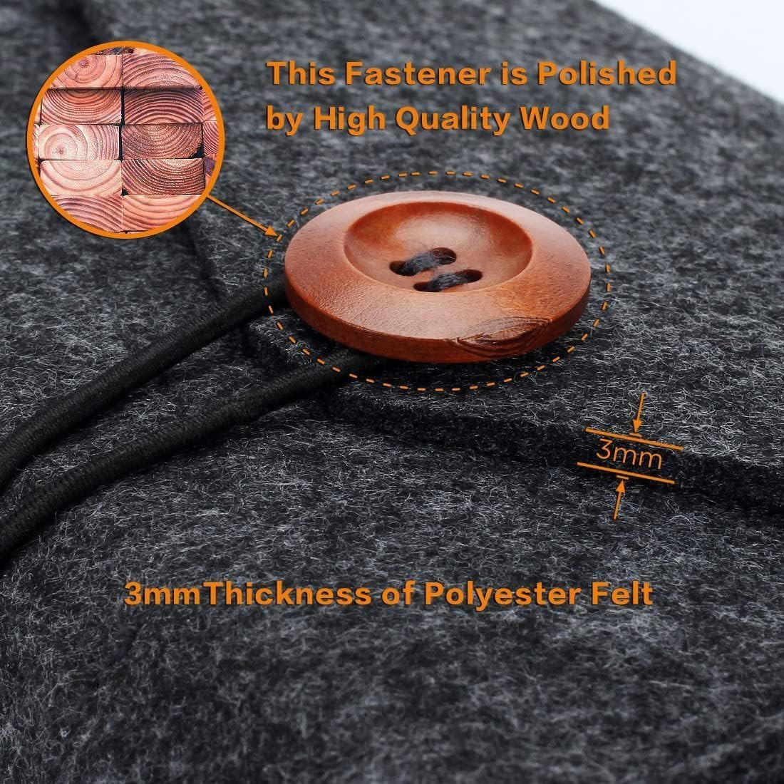 Portable Felt Storage Bag, Electronics Accessories Protective Case Pouch for Cellphone, Cables, Portable External Hard Drive (Dark Grey) - Iight Grey image number 4