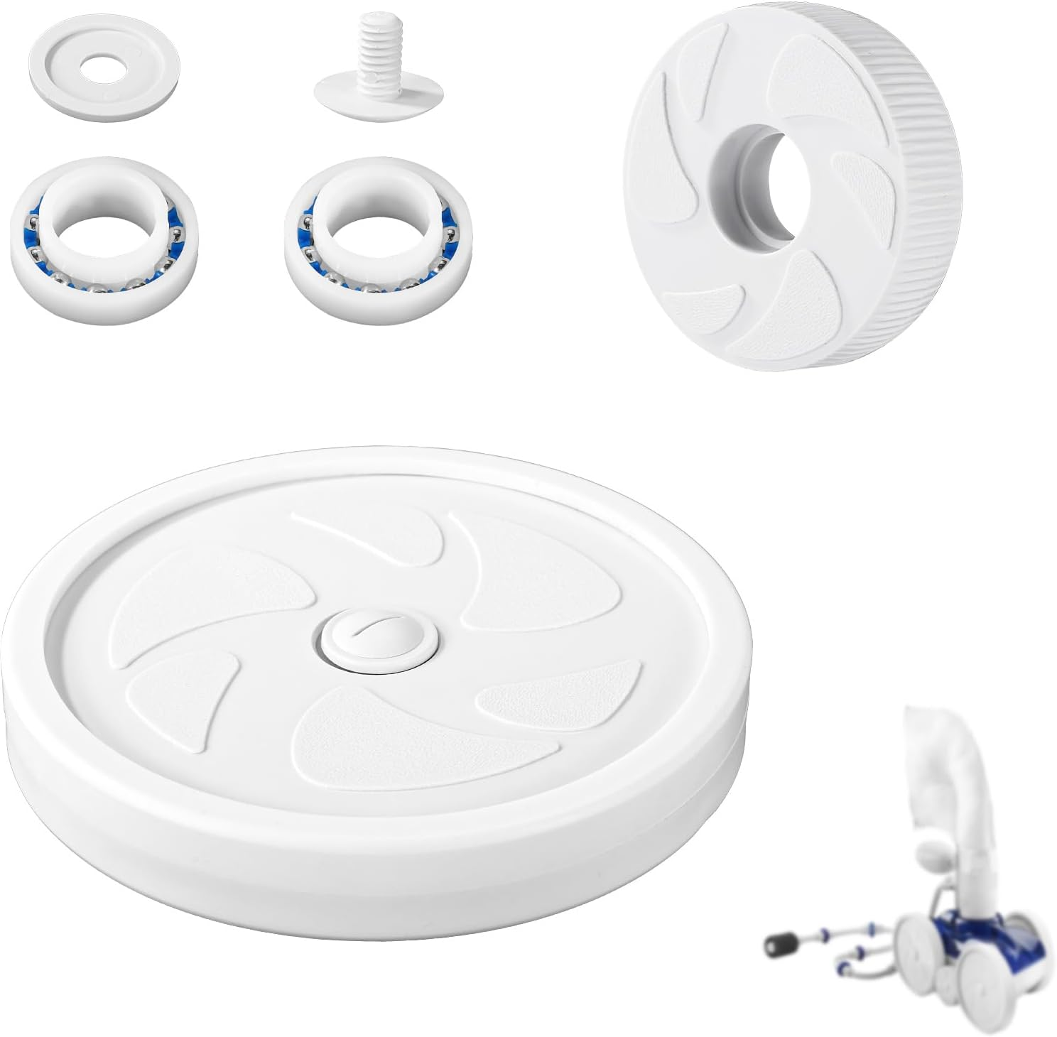 Lyreh Pool Cleaner Wheels Replacement Parts, Includes C16 Pool Cleaner Idler Wheel with Ball Bearing C60 Screw C55 and Washer C64, Large Wheel Assembly, Rebuild Kit for Polaris 180/280