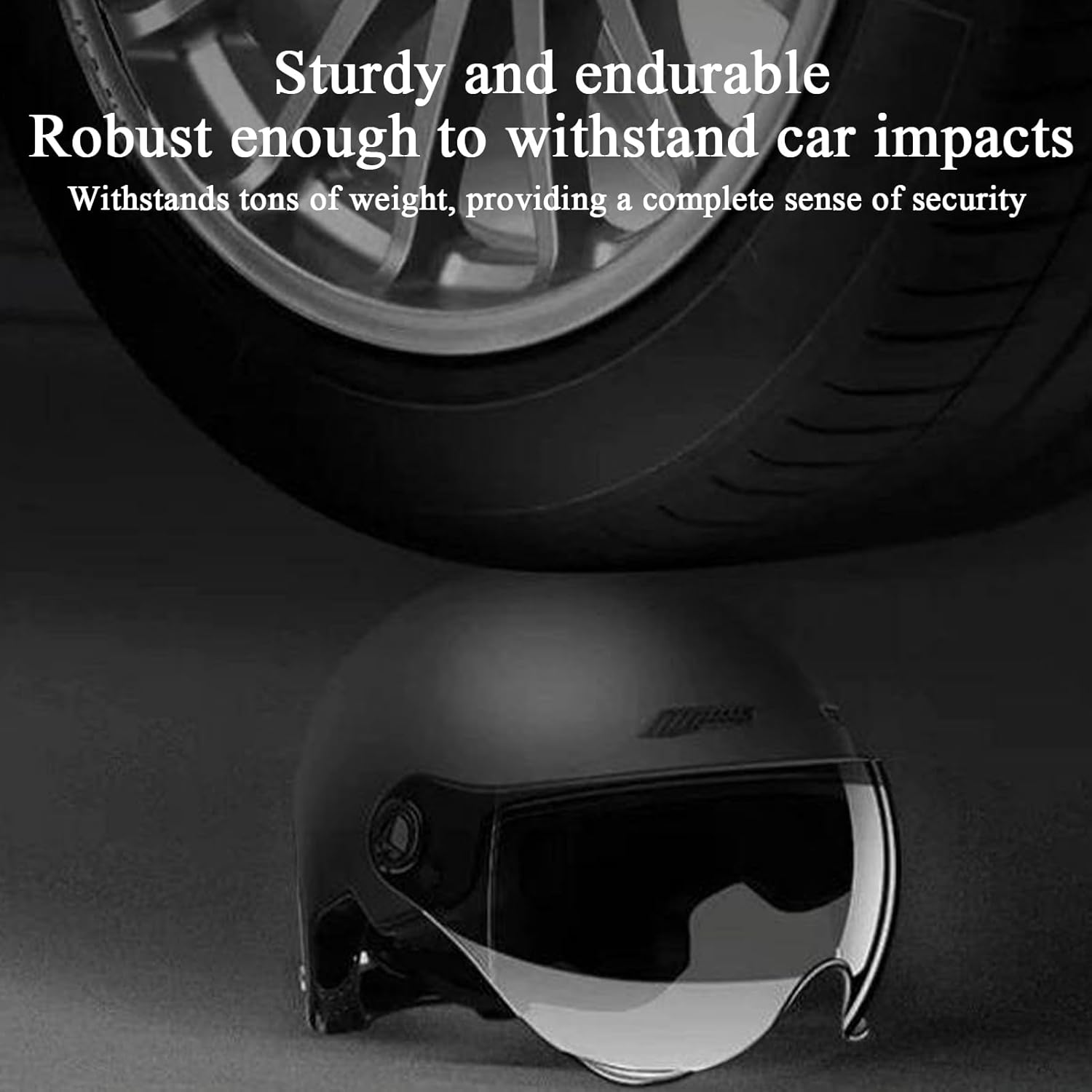 Motorcycle Half Helmet for Men | Open Face Helmet | Retro Open Face Quick Release Sun Protection Hat for Riding Motor ATV Scooter Racing Motocross Youth - Obsidian Black Transparent Long Mirror image number 6