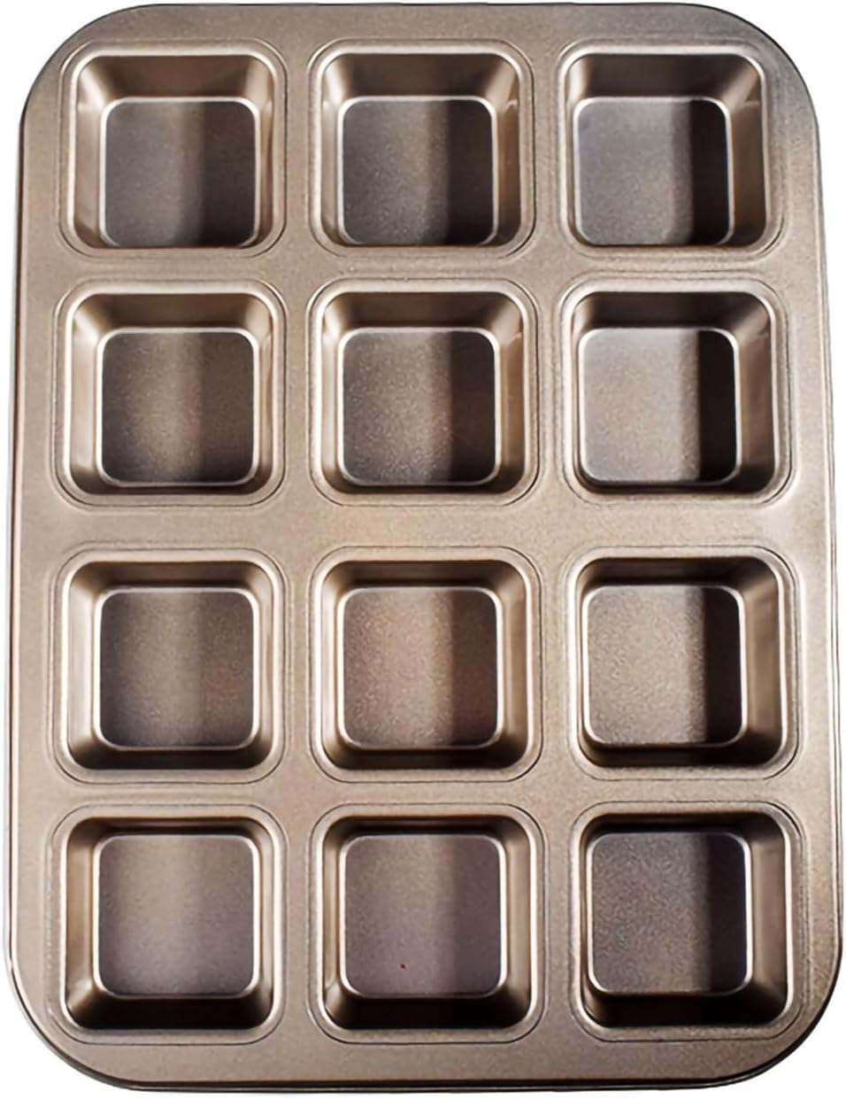 Mini Loaf Pan 8-Cavity Carbon Steel Bakeware Non-Stick Bread Baking Tray One-Piece Design (Golden)