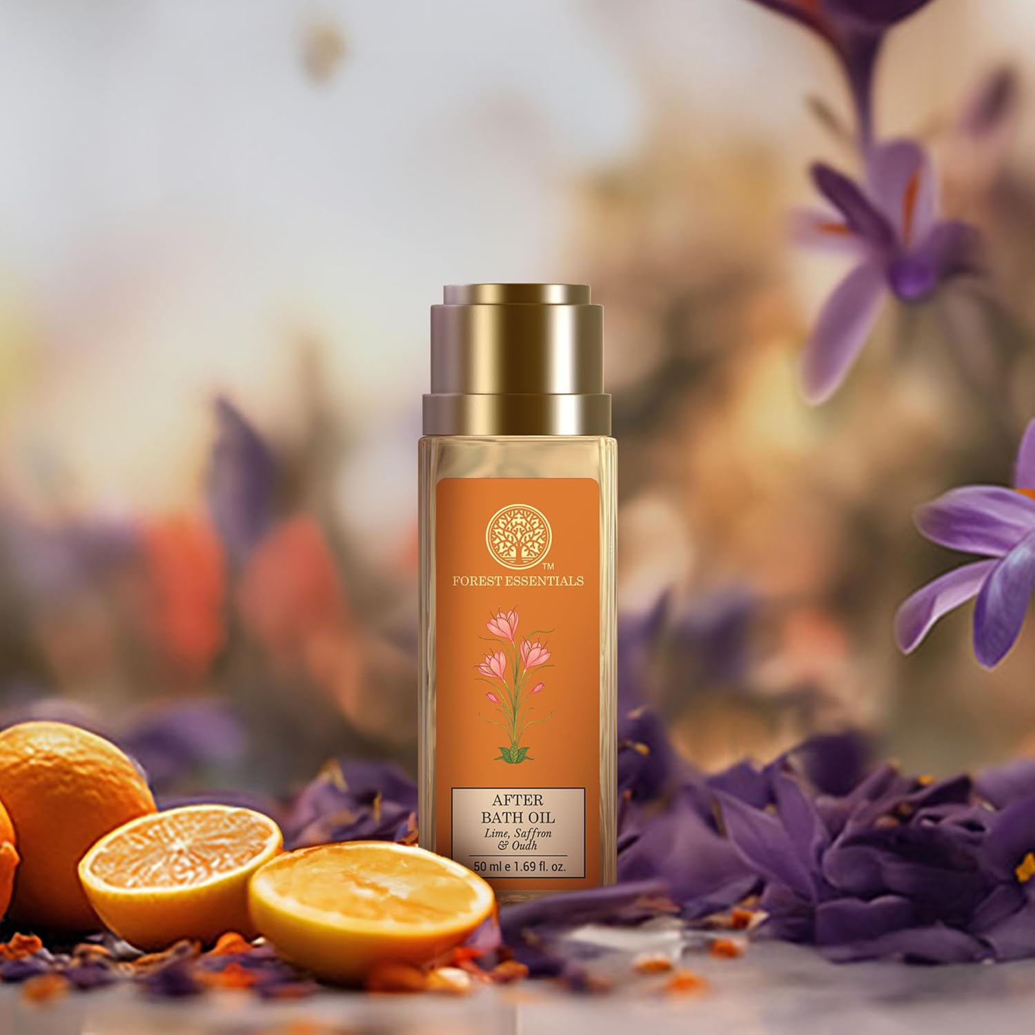 Forest Essentials after Bath Oil Lime Saffron Oudh | Ayurvedic Scented Natural after Shower Oil | for Nourished & Moisturised Skin image number 3