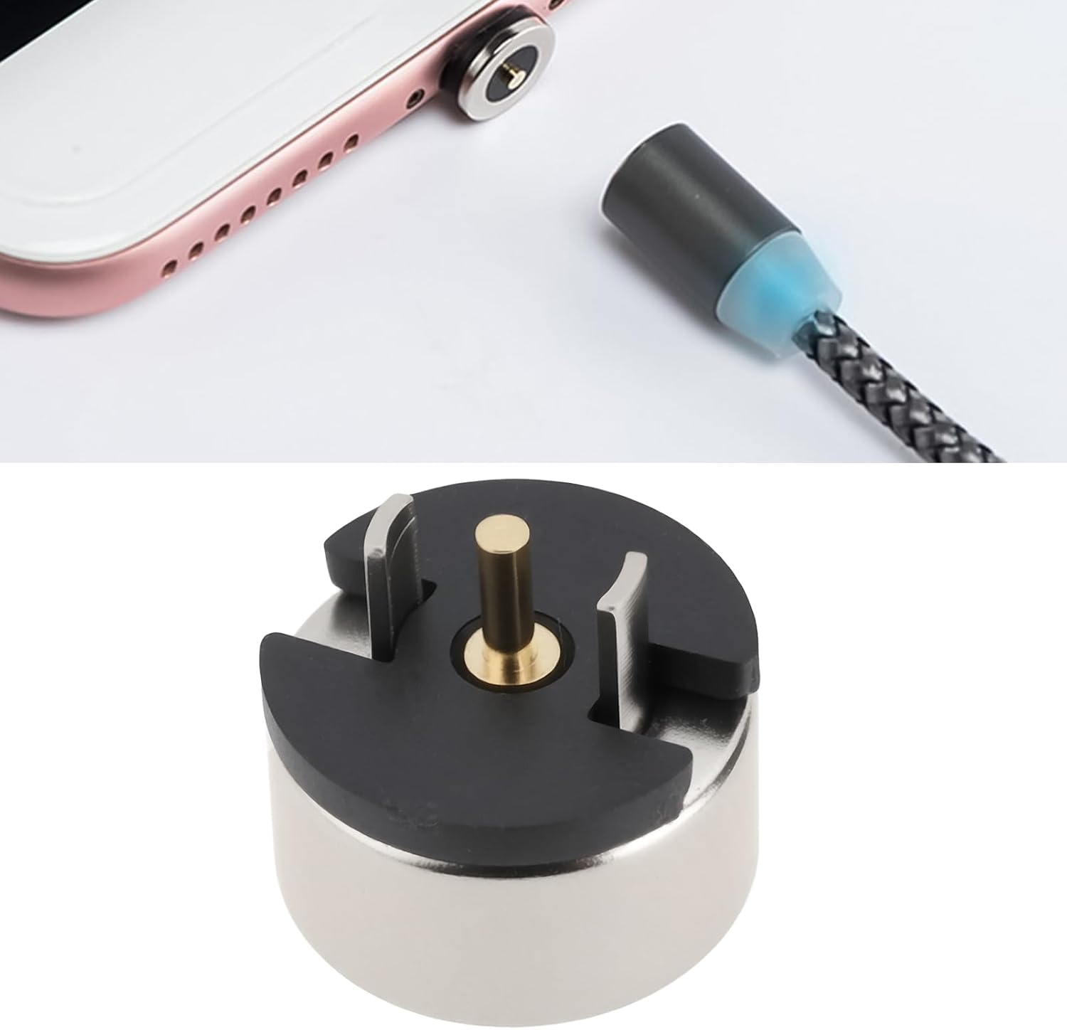 Emsea 4Pcs 8Mm 1Pin 3A 12V DC Magnetic Copper Point Socket Solder Wire Charging Head Male and Female Probe Connectors image number 6