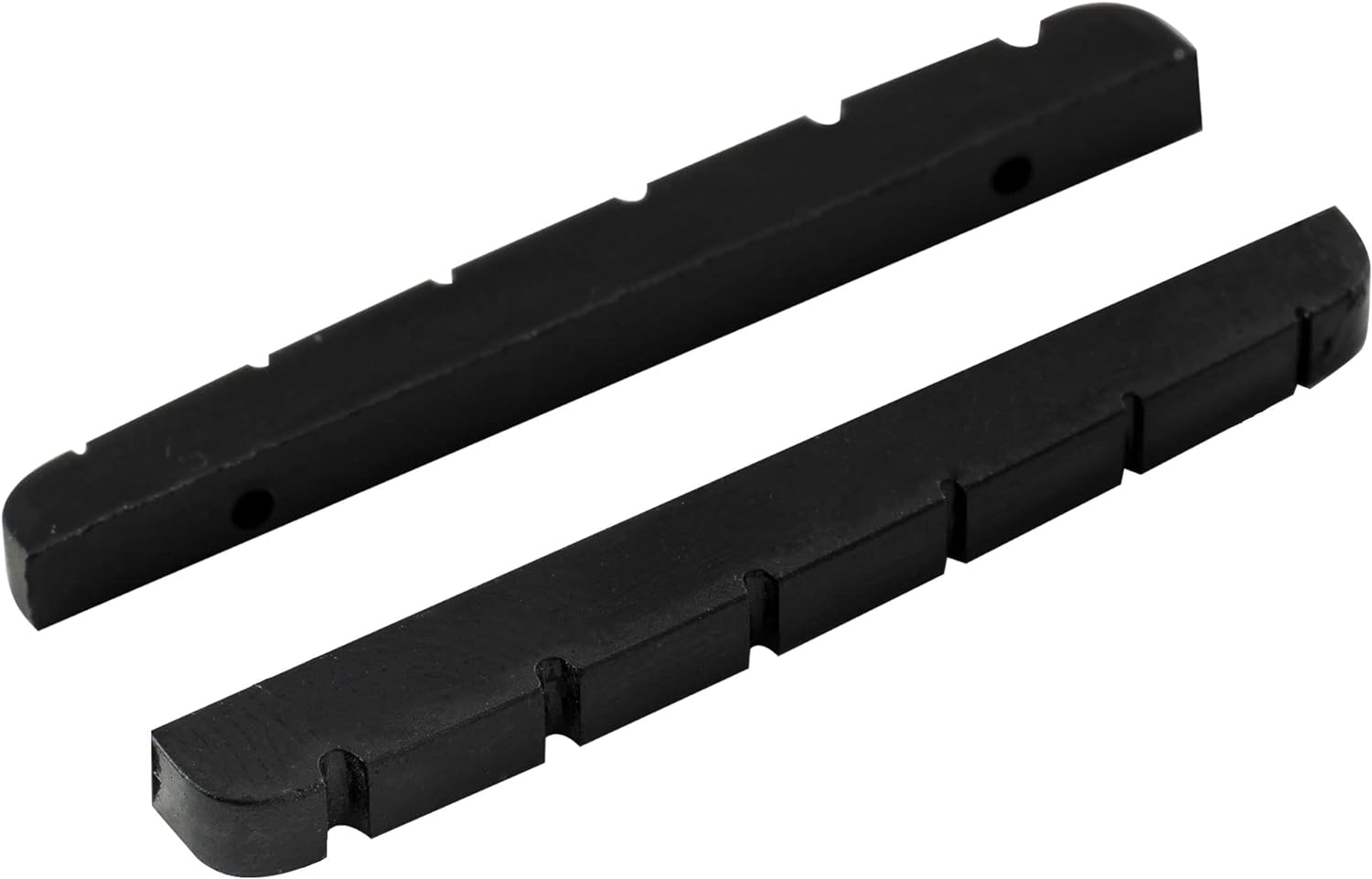 Musiclily Pro Urea Resin Plastic 43Mm Slotted Strat Tele Electric Guitar Nuts Flat Bottom for 6-String Stratocaster/Telecaster Guitar, Black(Set of 2) image number 1