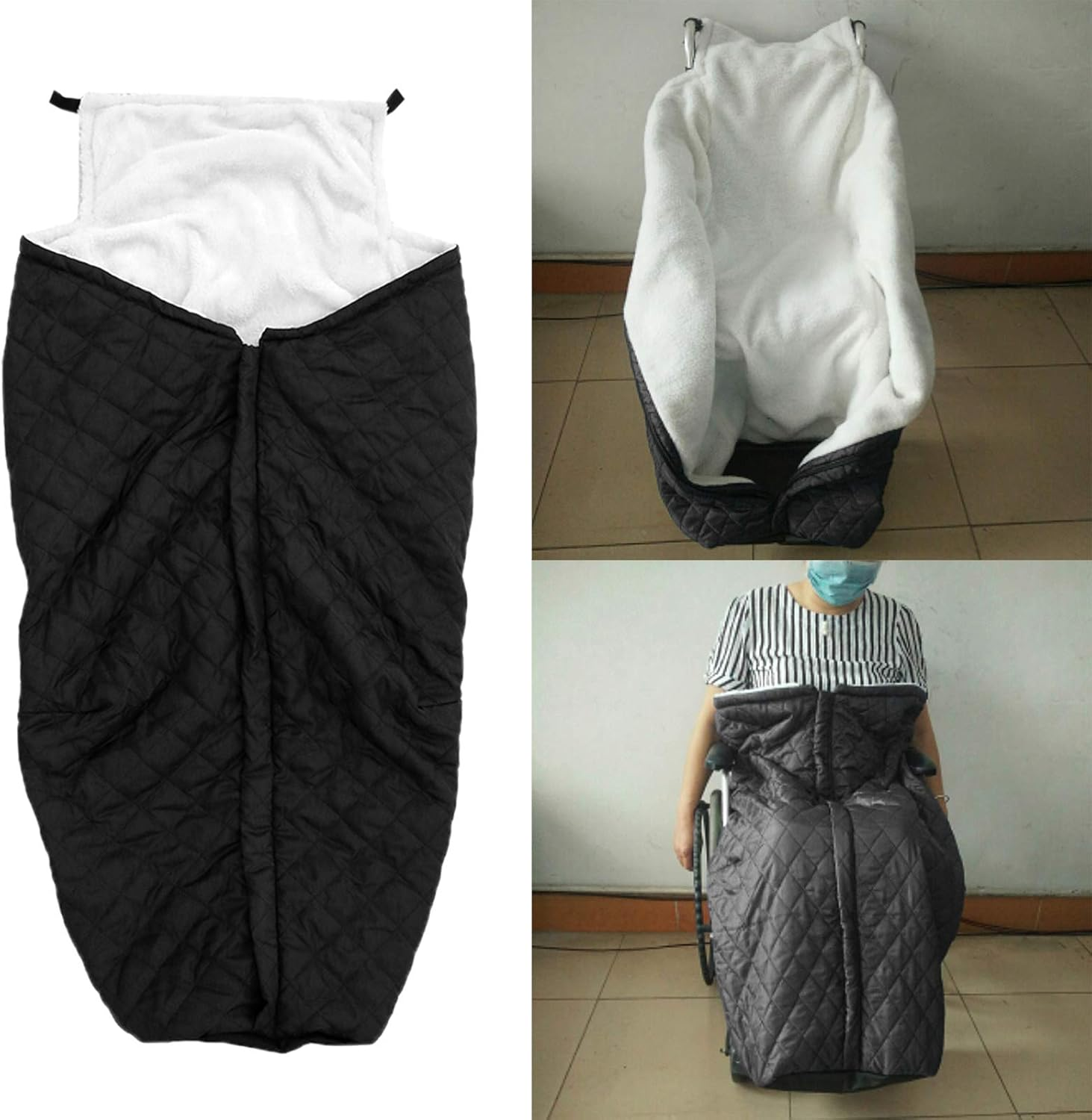 100% Waterproof Fleece-Lined Wheelchair Cozy Cover Windproof for Wheelchairs - Black, 132X65Cm image number 6