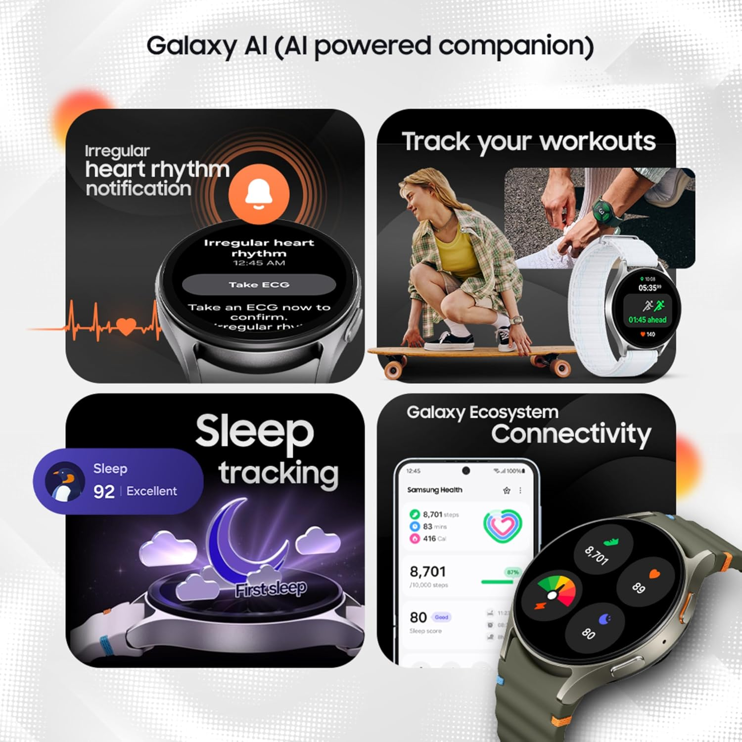Samsung Galaxy Watch7 with Galaxy AI, BT Calling, Track Your Energy Score, Advanced Bio-Active Sensors, 40Mm (Cream, Bluetooth) image number 2