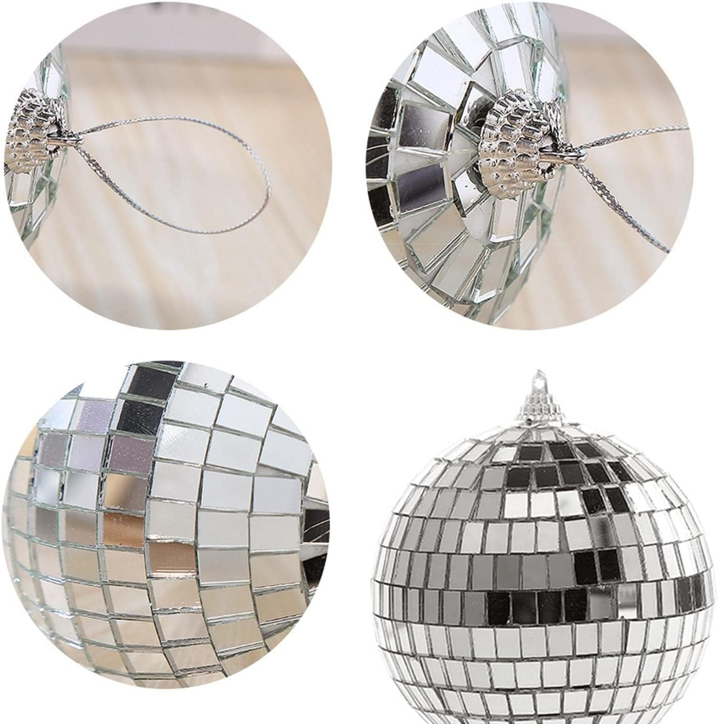 2.3Cm Disco Ball Decor,30 Pcs Mirror Reflective Lighting, Cake Decoration,Reflective Mirror with Rope and Ball Cover,For Decoration Party,Festival,Birthday,Wedding image number 6