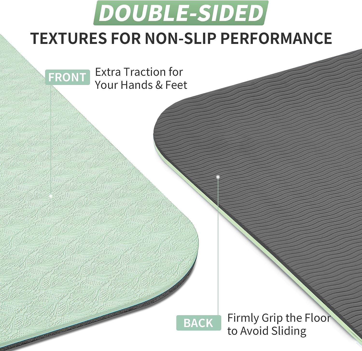 CAMBIVO Yoga Mat for Women Men Kids, 6Mm & 8Mm & 10Mm Thick, 72" Lx 24" W TPE Yoga Mats, Workout Mat with Carrying Strap for Yoga, Pilates and Floor Exercises image number 6