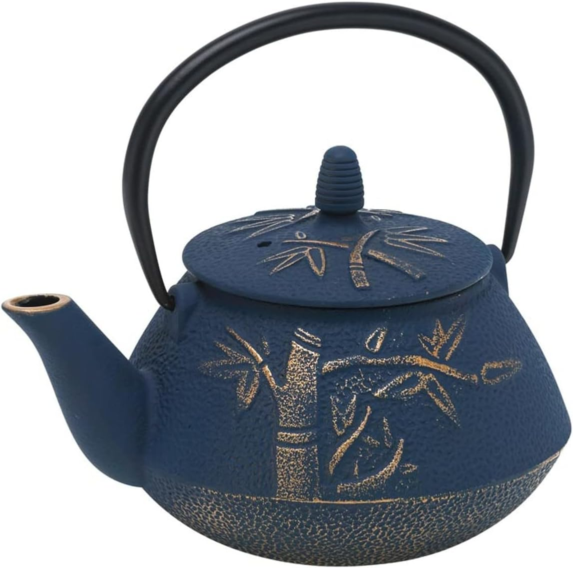 Avanti Bamboo Print Cast Iron Teapot, Navy/Bronze, 15192