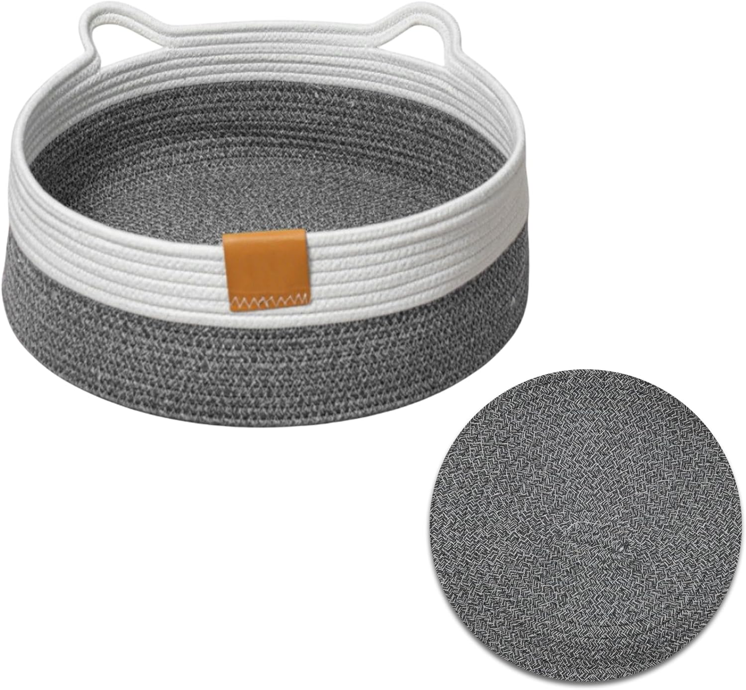 CAPASTEC Woven Cat Bed, 50 Cm Diameter, Foldable Basket Nesting Site, Breathable Pet Lounger, Claw Abrasion-Resistant Universal Kitten Bed, Deep Grey image number 1