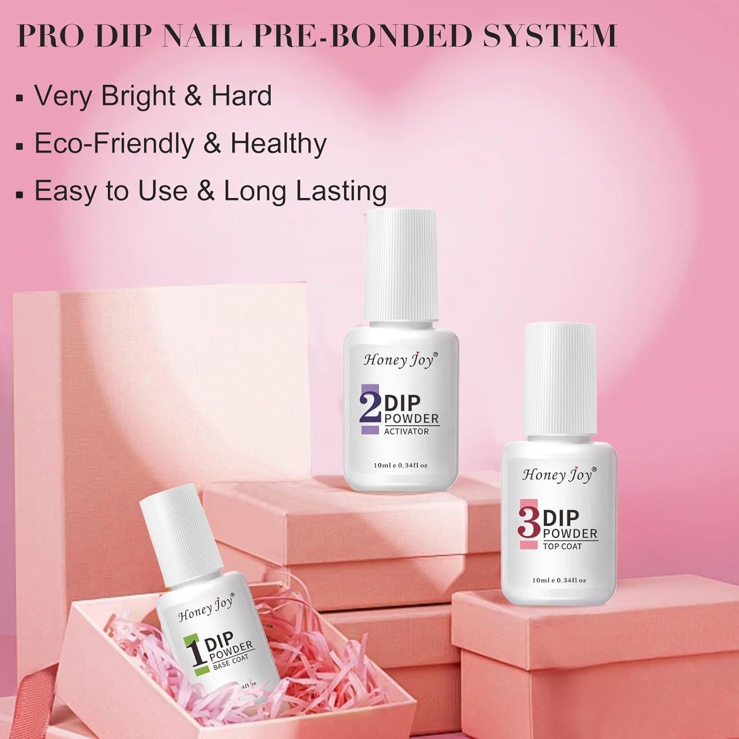 Honey Joy Dip Powder Nail Kit Starter, 4 Colors Light Pink Nude Skin Tone Dipping Powder Liquid Set with Base Top Coat Activator for Nail Art Manicure Salon DIY No LED Nail Lamp Needed, Dip-7Pcs-05 image number 1