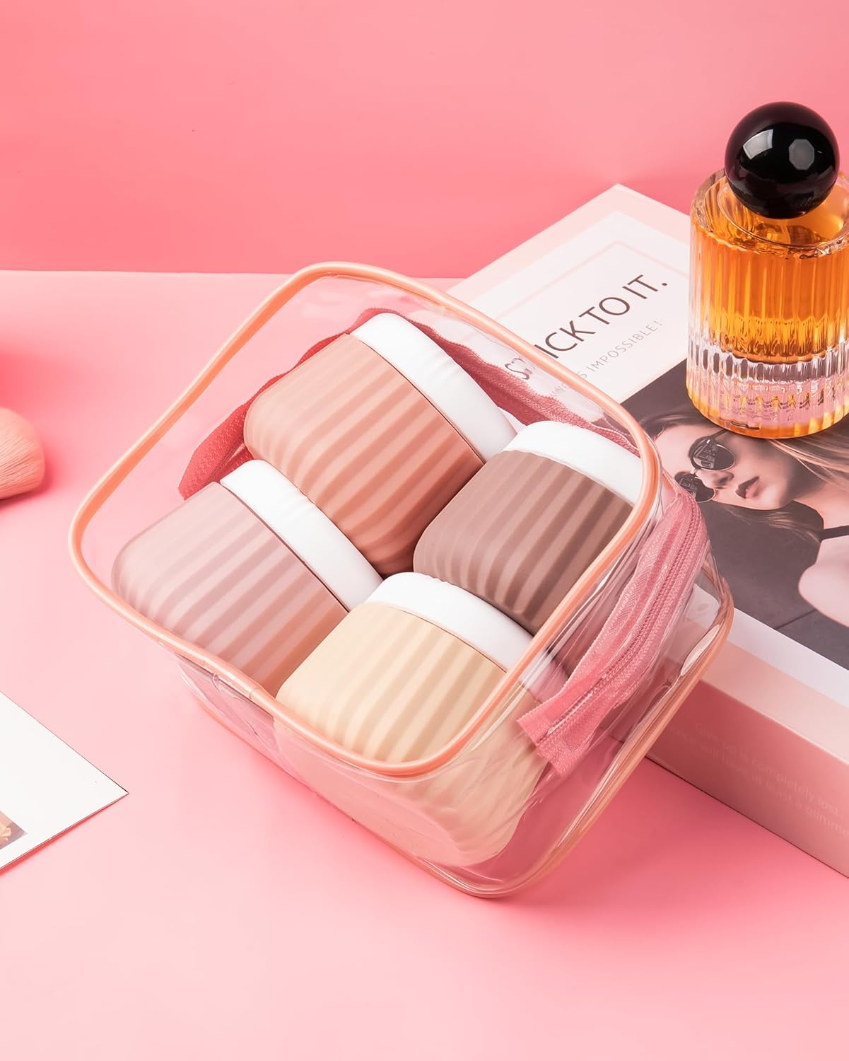 Mrsdry Travel Containers for Toiletries 4 Pack, TSA Approved Travel Size Toiletries, Travel Size Containers, with Clear Bag Leak Proof Silicone Jars, Travel Essentials Creams Jars Carrying Small Items image number 2