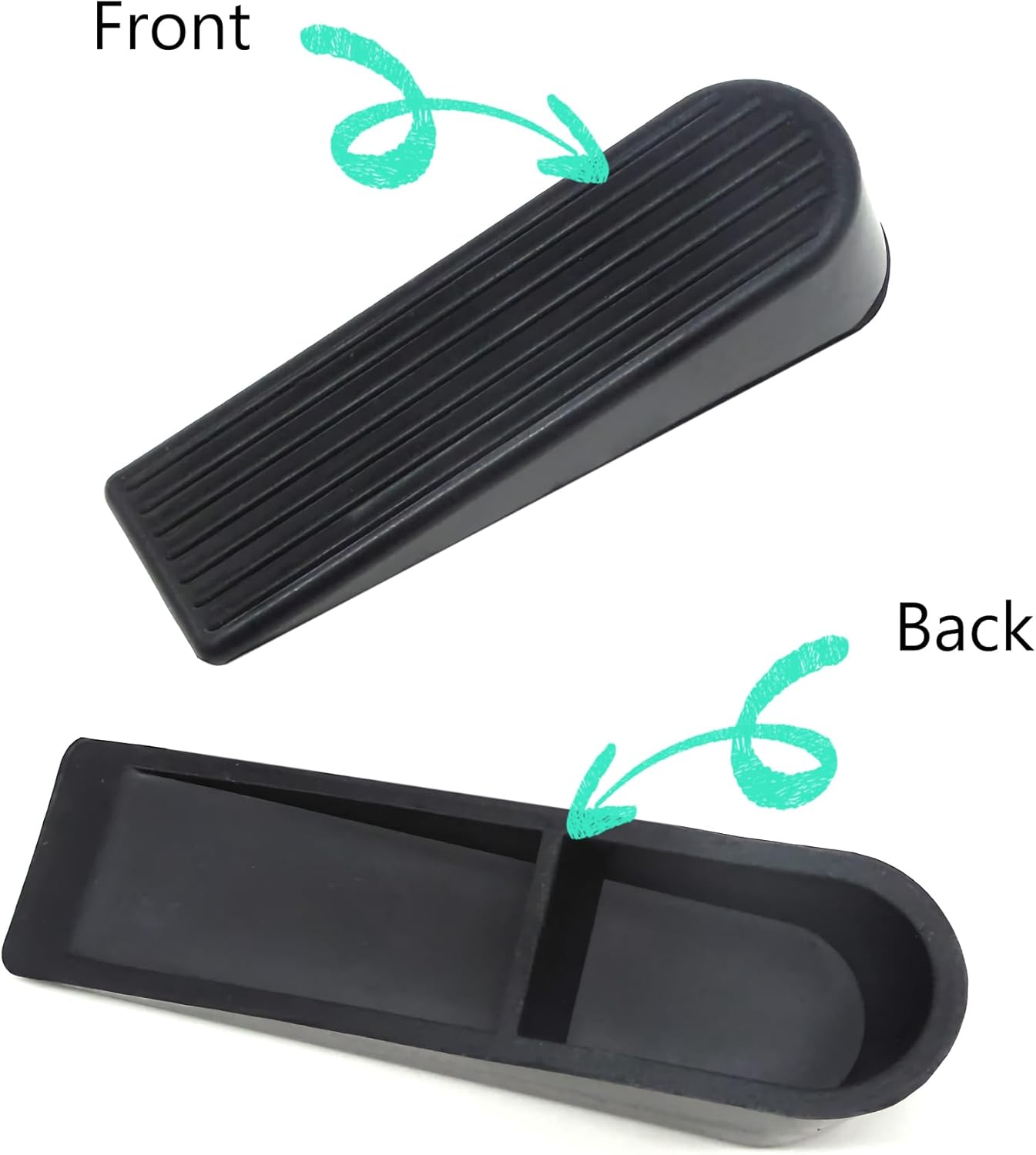 RINGSUN 4-Pack Door Stoppers for Bottom of Door, No-Slip Rubber Door Stopper Door Wedge, Ideal for Floor and Carpet Surfaces