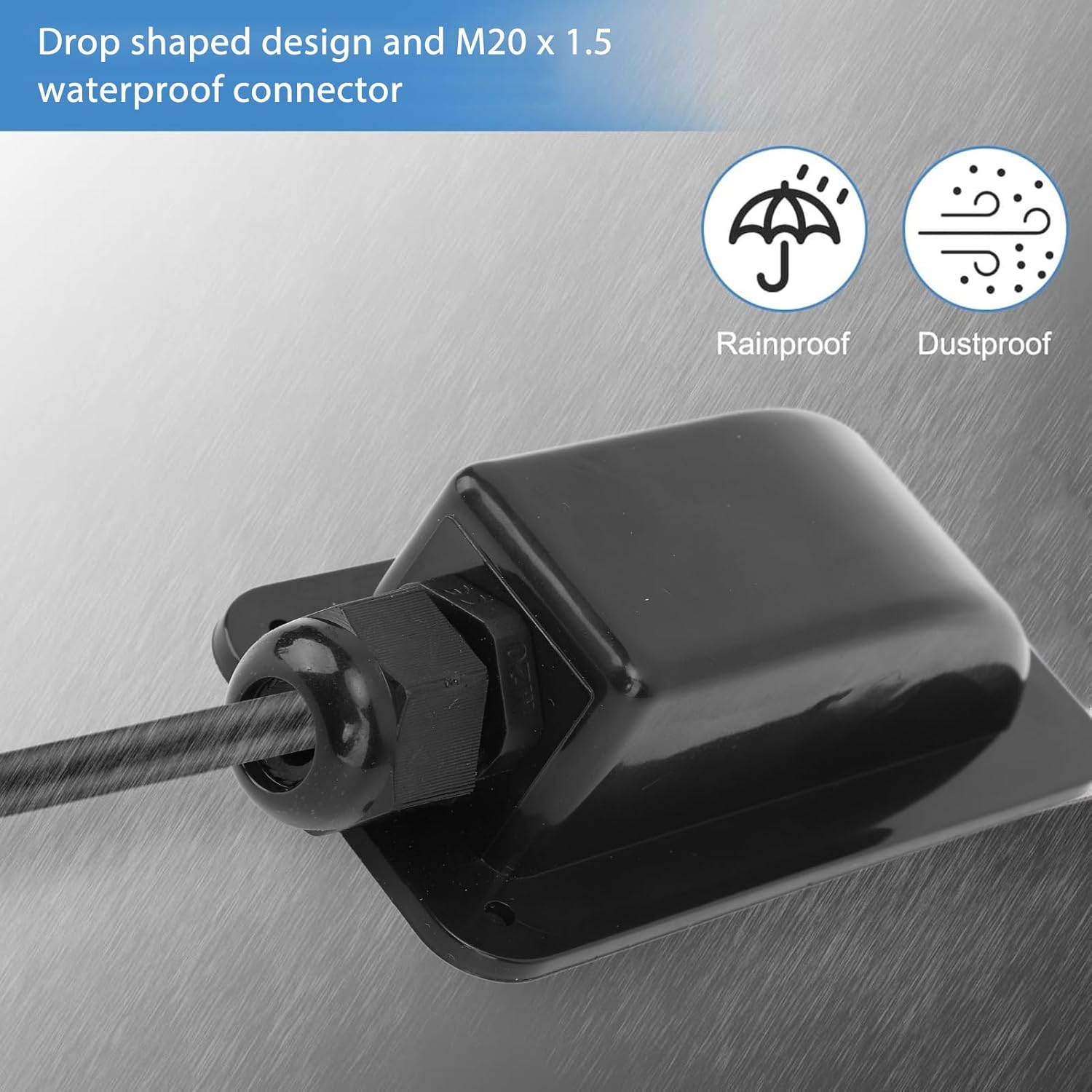 TOPINCN Solar Entry Gland Waterproof Housing for &sup2; to &sup2; Cable RV Boat Yacht Roof for Outdoor Use (Black) image number 4