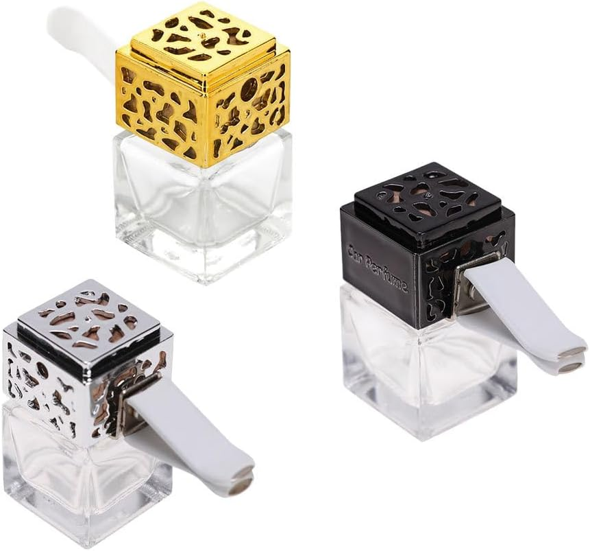 KALLORY 3PCS Car Air Freshener Bottle Empty Essential Oil Diffuser Bottle Car Air Freshener Perfume Diffuser Clip image number 2