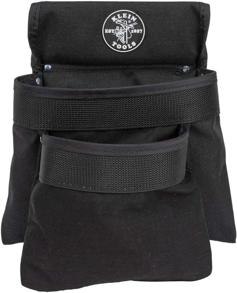 Klein Tools 5702 Tool Pouch, Powerline Series Utility Pouch Fits Tool Belts up to 2.5-Inch, Strong Rivet Reinforced Stitching, 2-Pocket image number 4